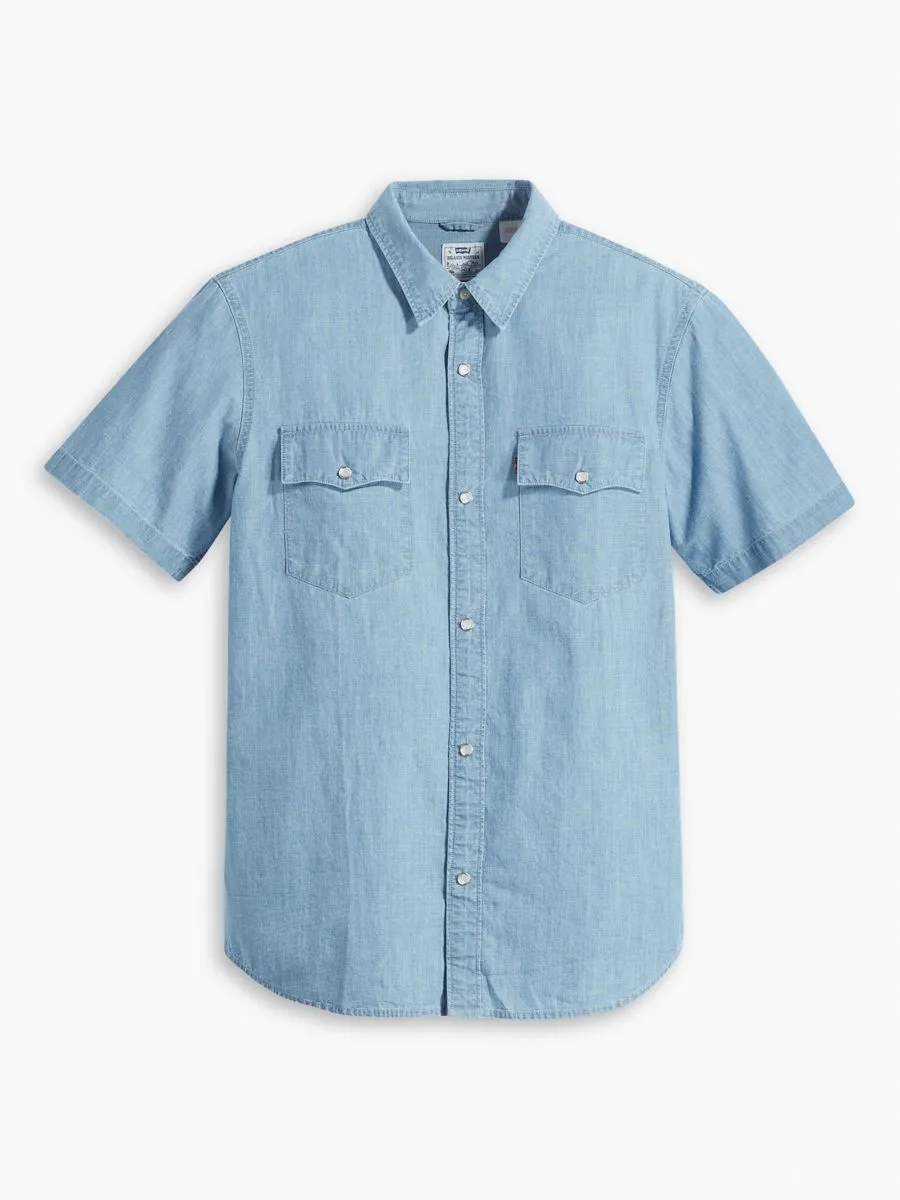 LEVI'S Men's Short Sleeves Relaxed Fit Western Shirt New Hyde Chambray