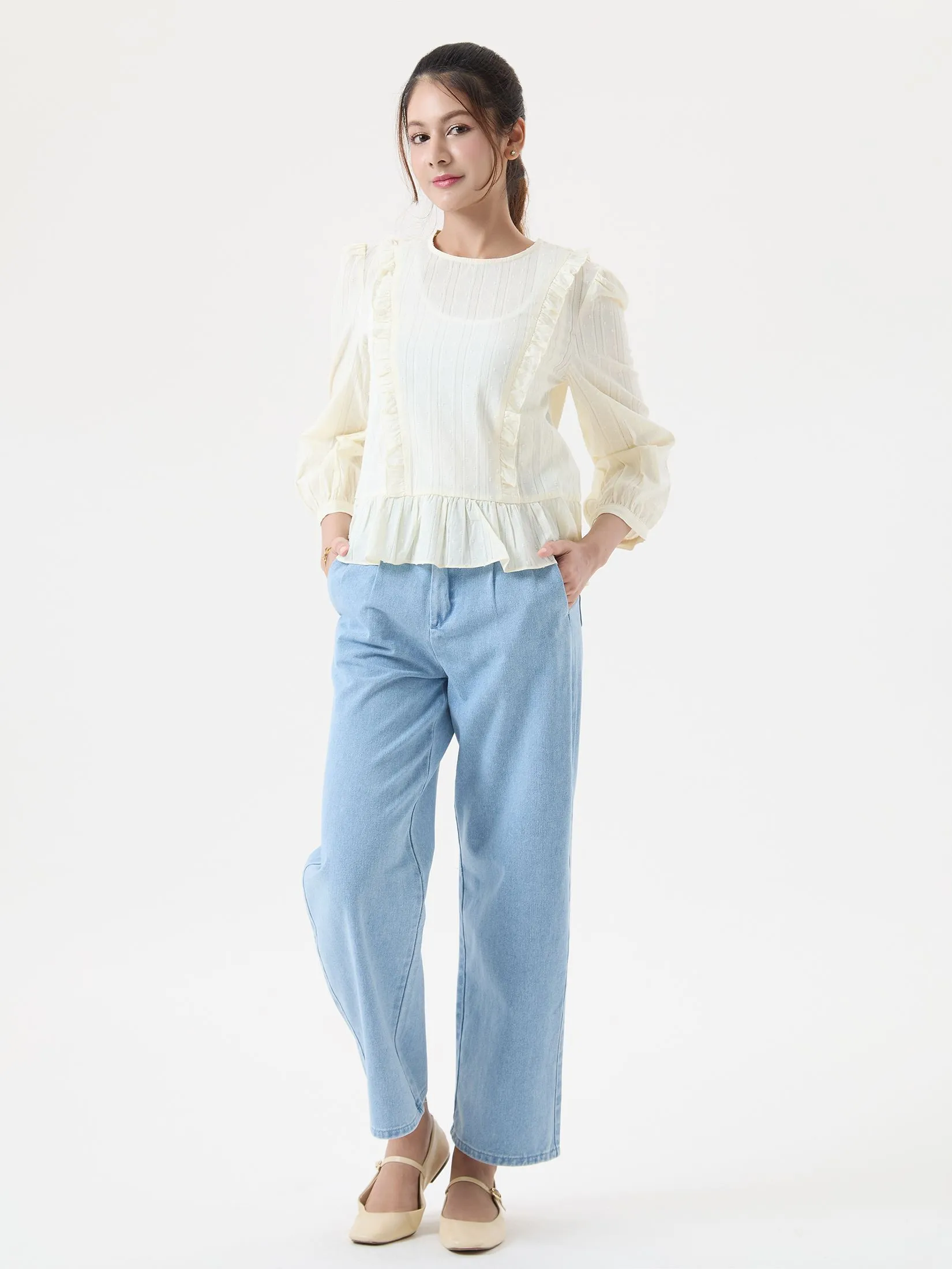 EP Ruffle Blouse Woman Ivory