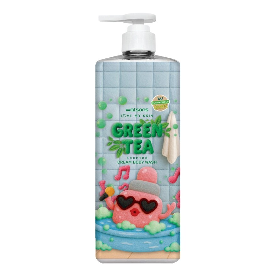 Watsons Love My Skin Green Tea Scented Cream Body Wash 1000ml. (CMT)