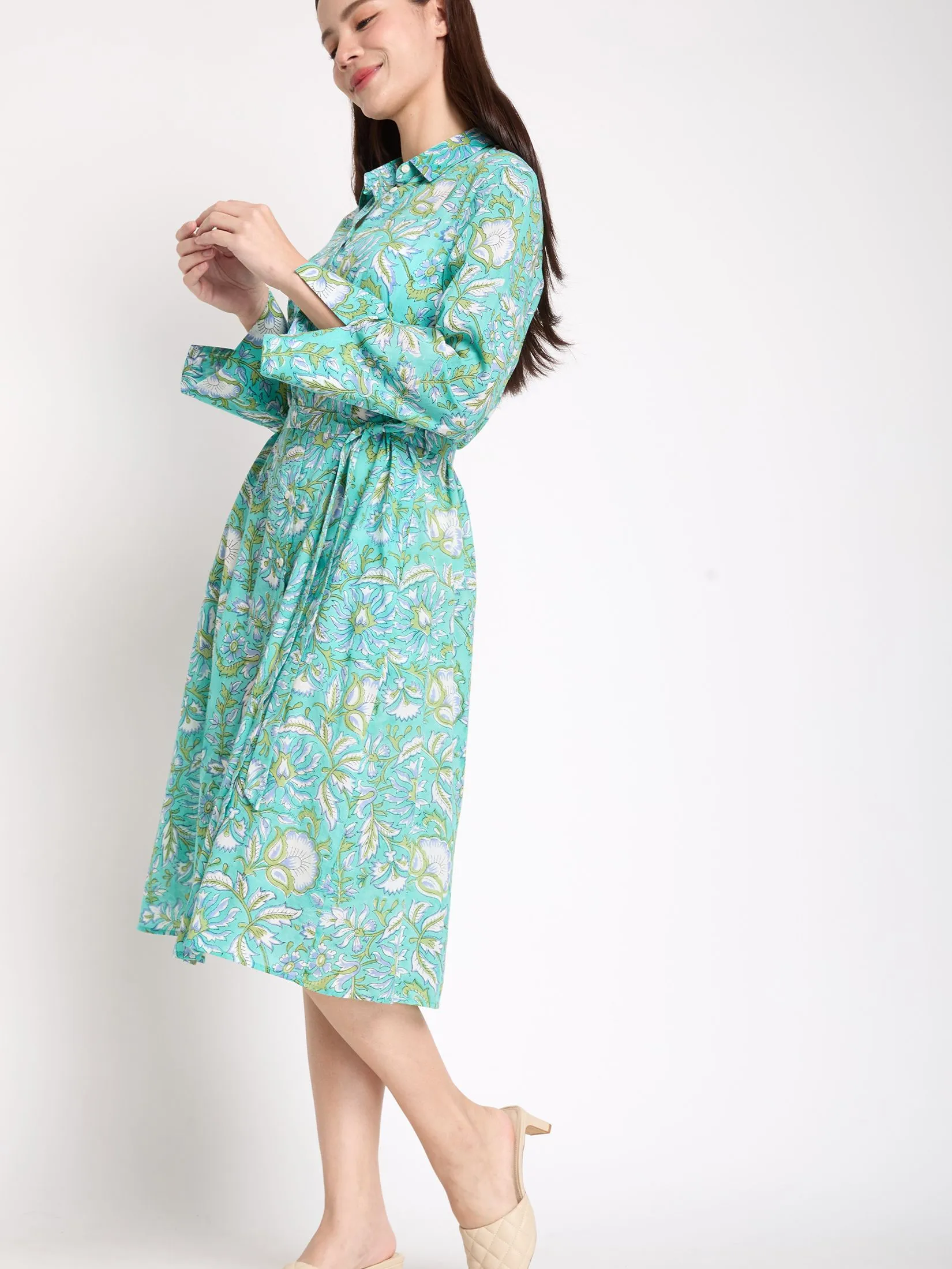 ALUMNUS Women Dress Long Sleeves Collar Neck Print