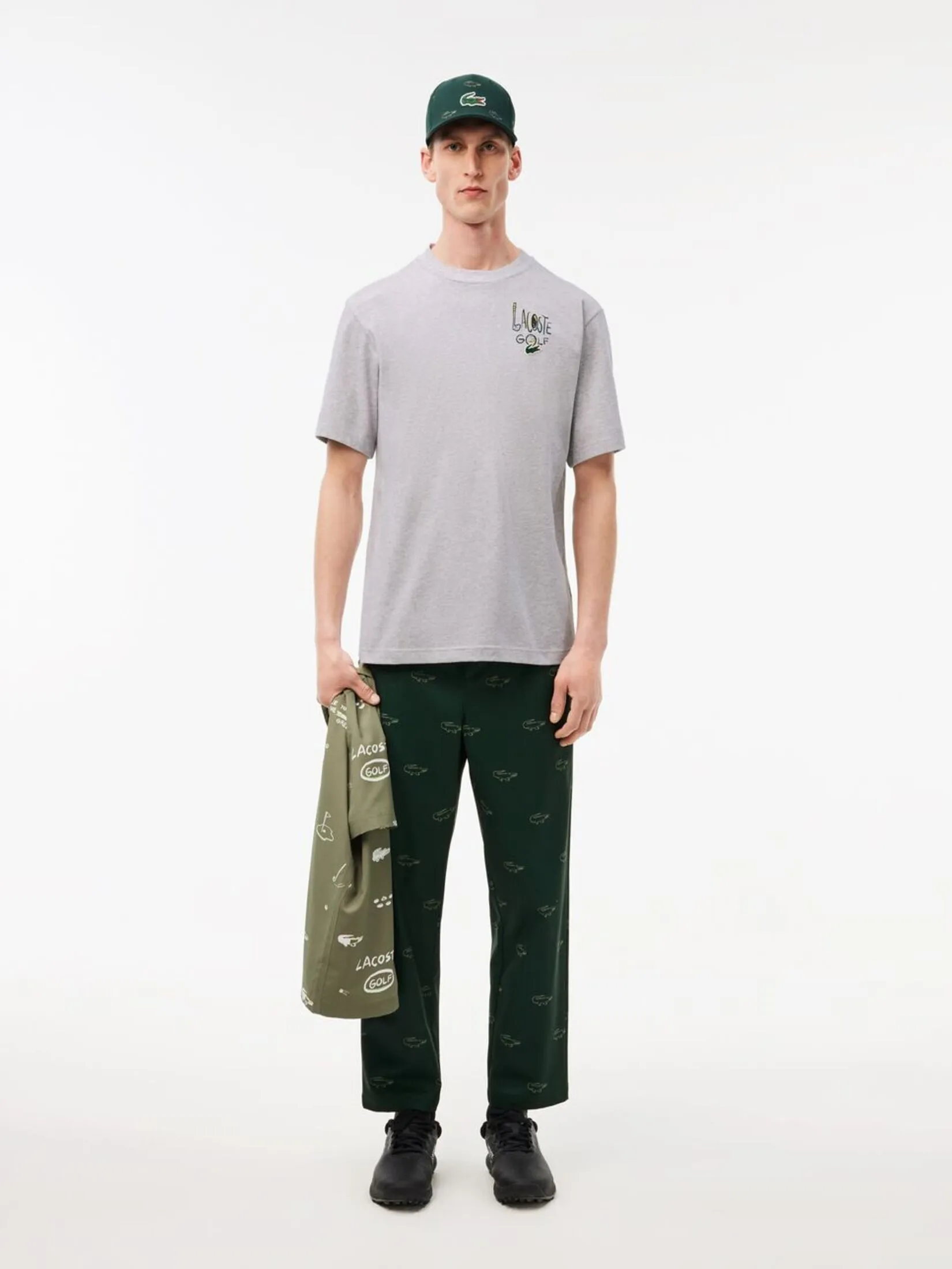 LACOSTE Loose Fit Ultra Dry Cotton Golf T-shirt Grey