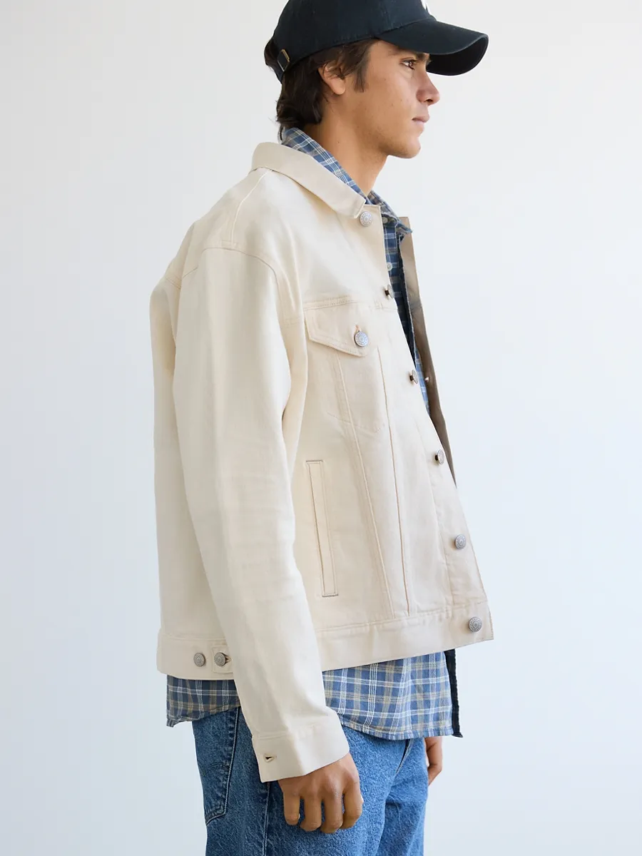 AMERICAN EAGLE MEN ECRU CLASSIC DENIM TRUCKER  JACKET 109 NATURAL