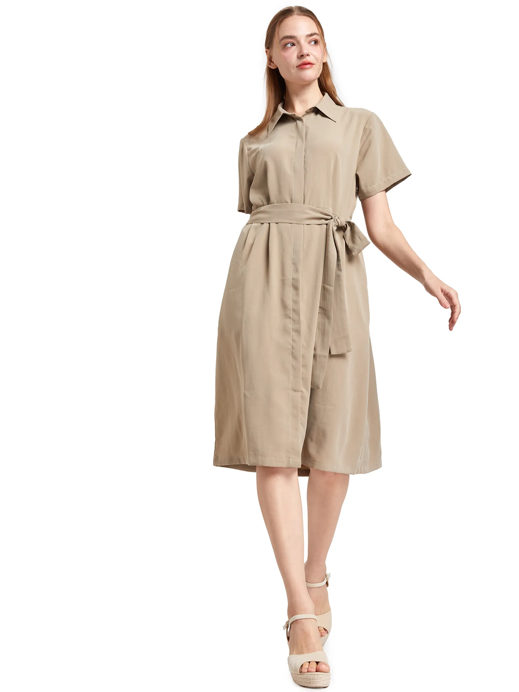 EASY PIECES Women Dress Short Sleeves Collar Neck