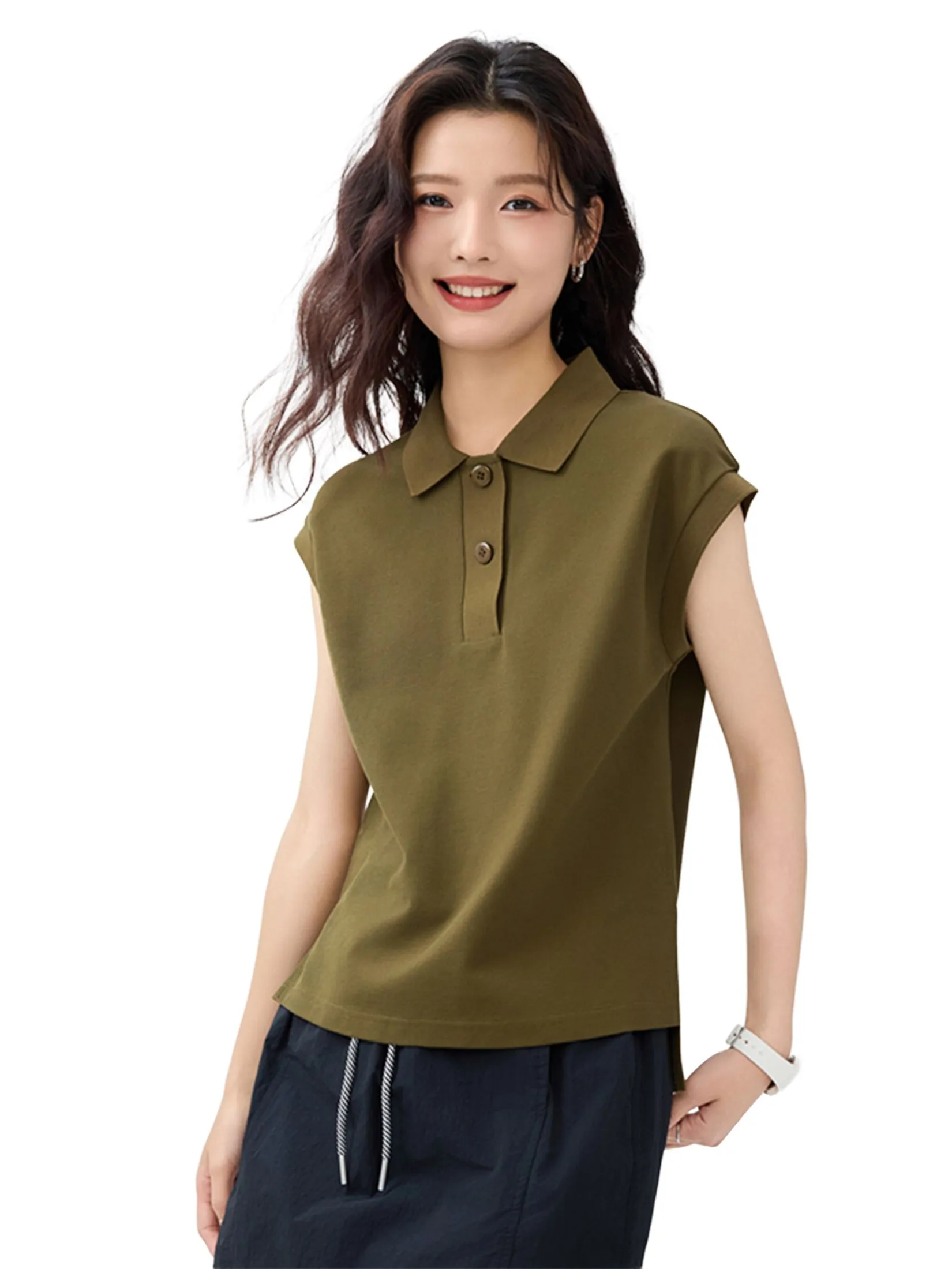 GIORDANO Women's Online Exclusive Cool-touch Polo Shirt Dark Green
