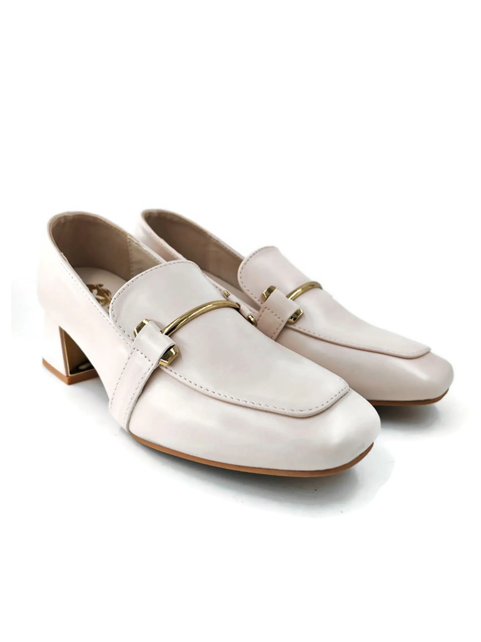 KLIN Woman Blocked Heels Loafer Ivory