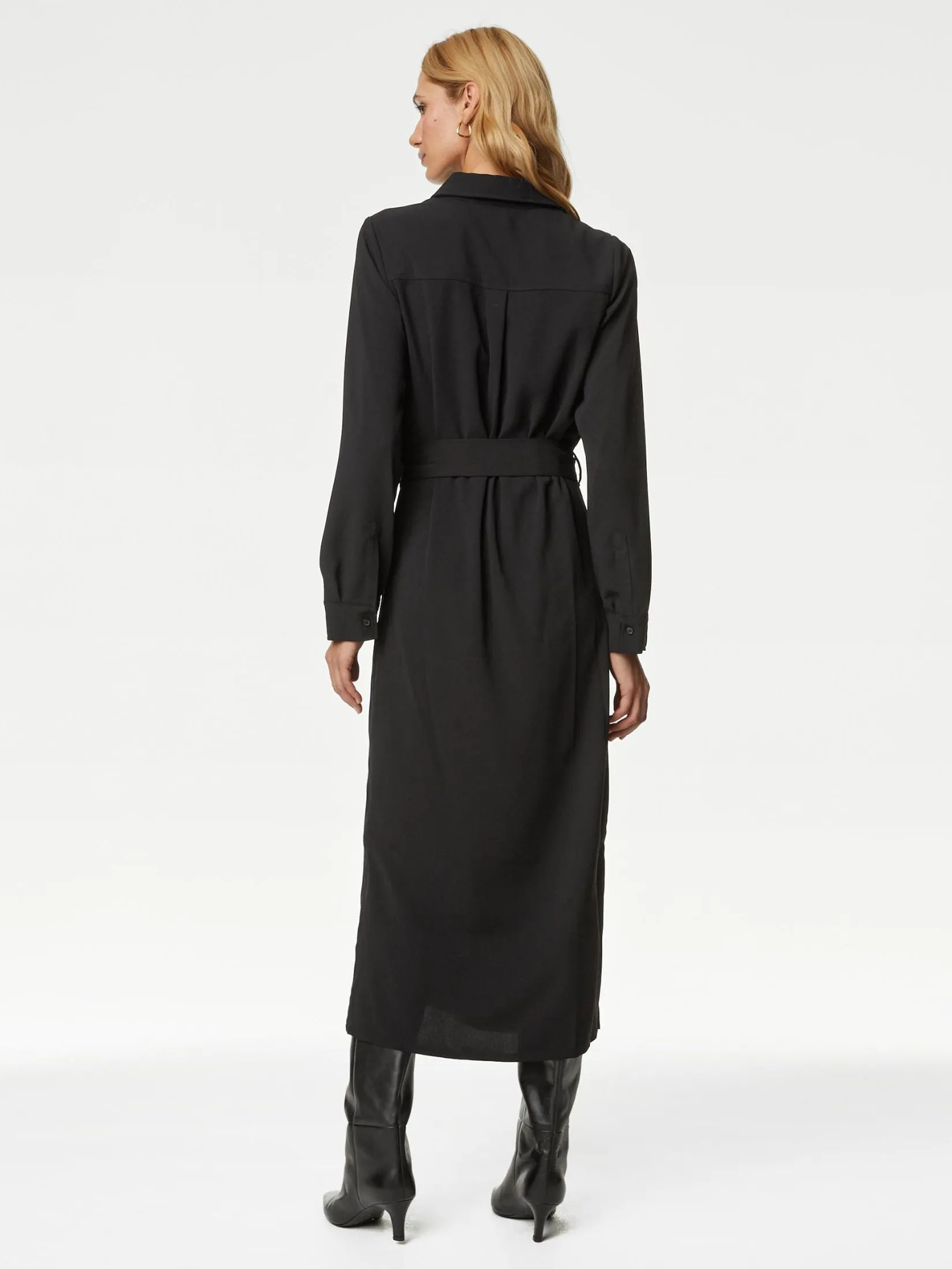 MARKS & SPENCER Women Shirt Dress Midi Utility Black