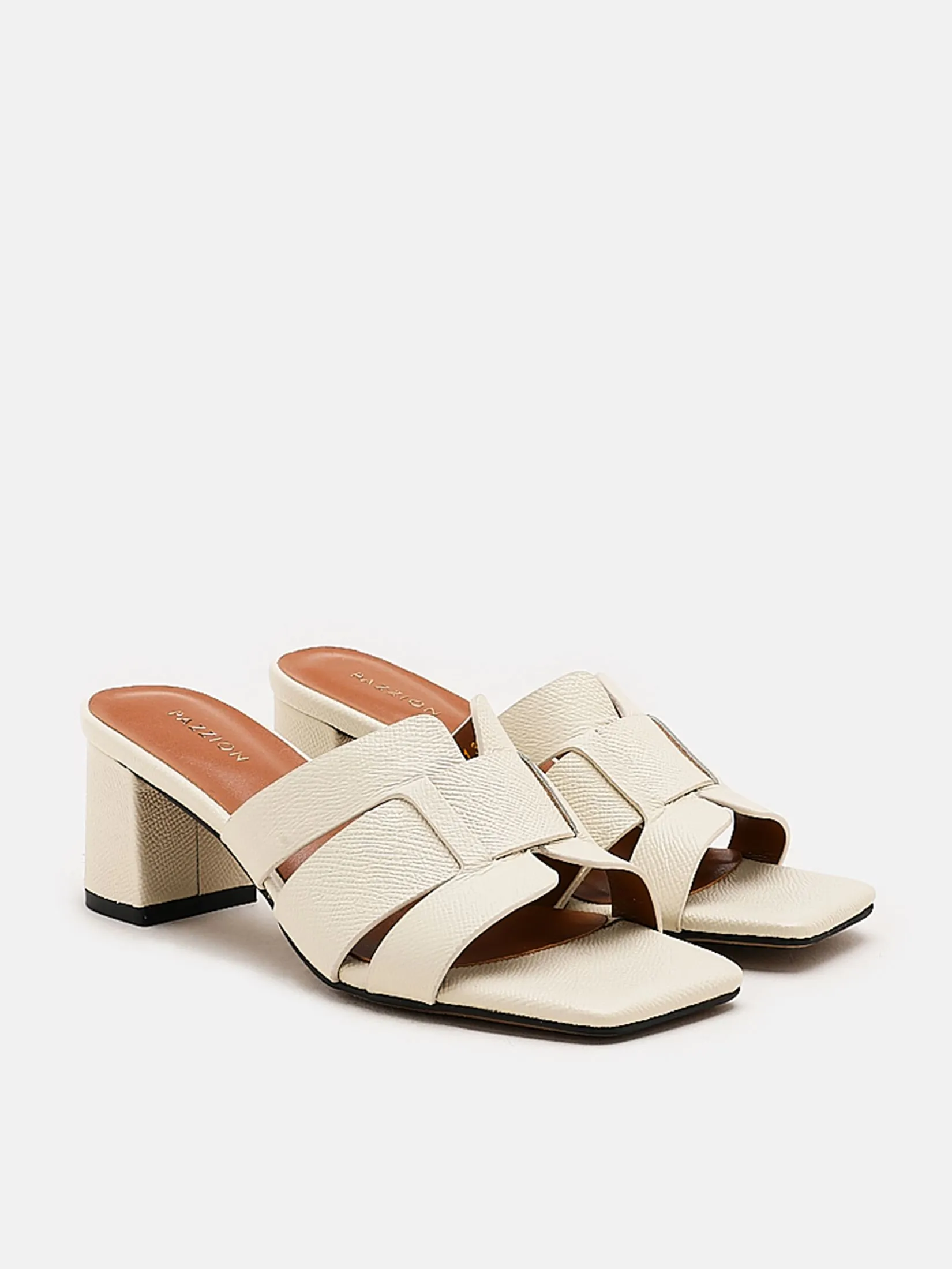 PAZZION Women Heel Slippers Wide Strap