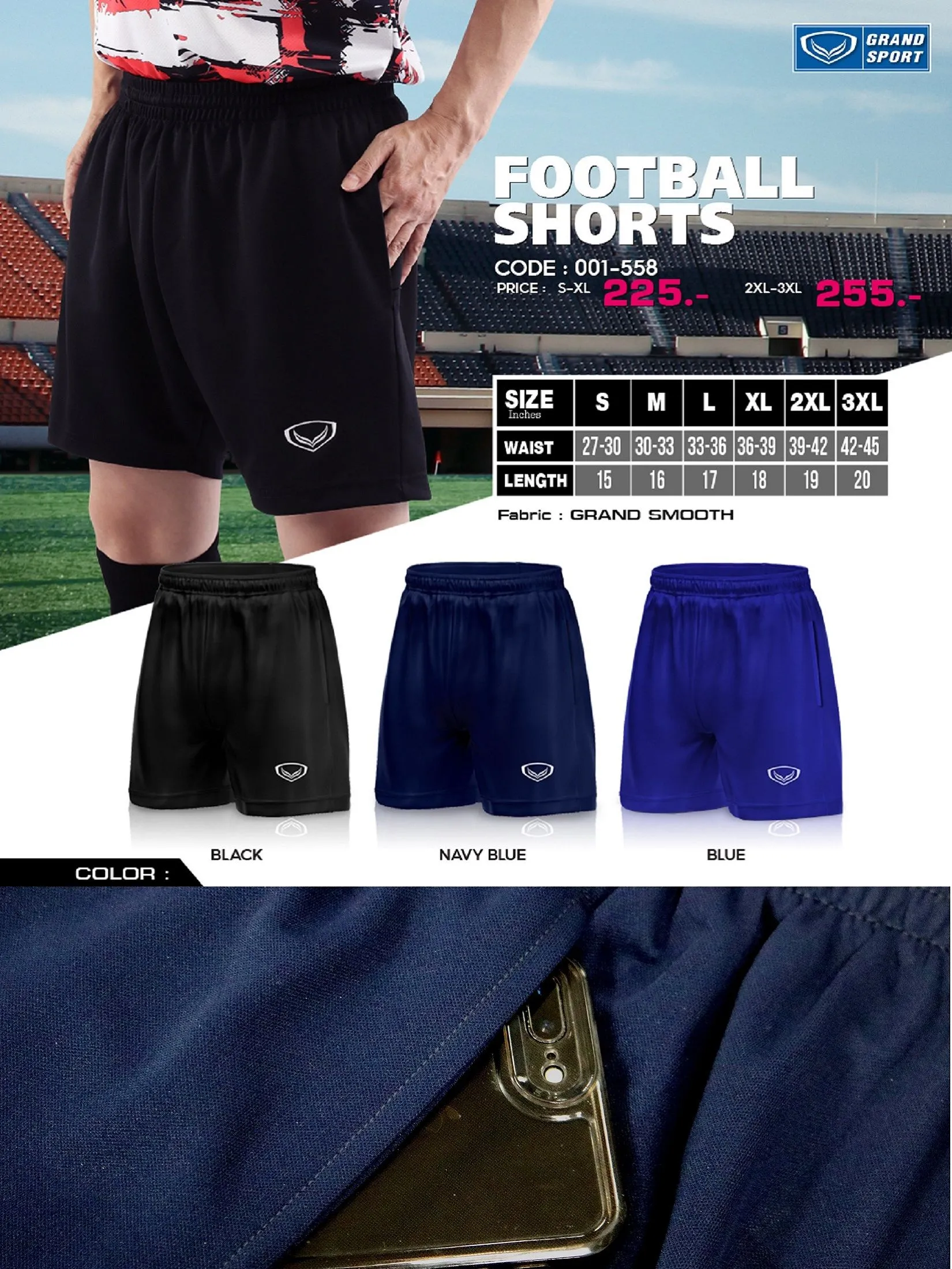 GRAND SPORT Navy Blue MEN SHORTS (001558)