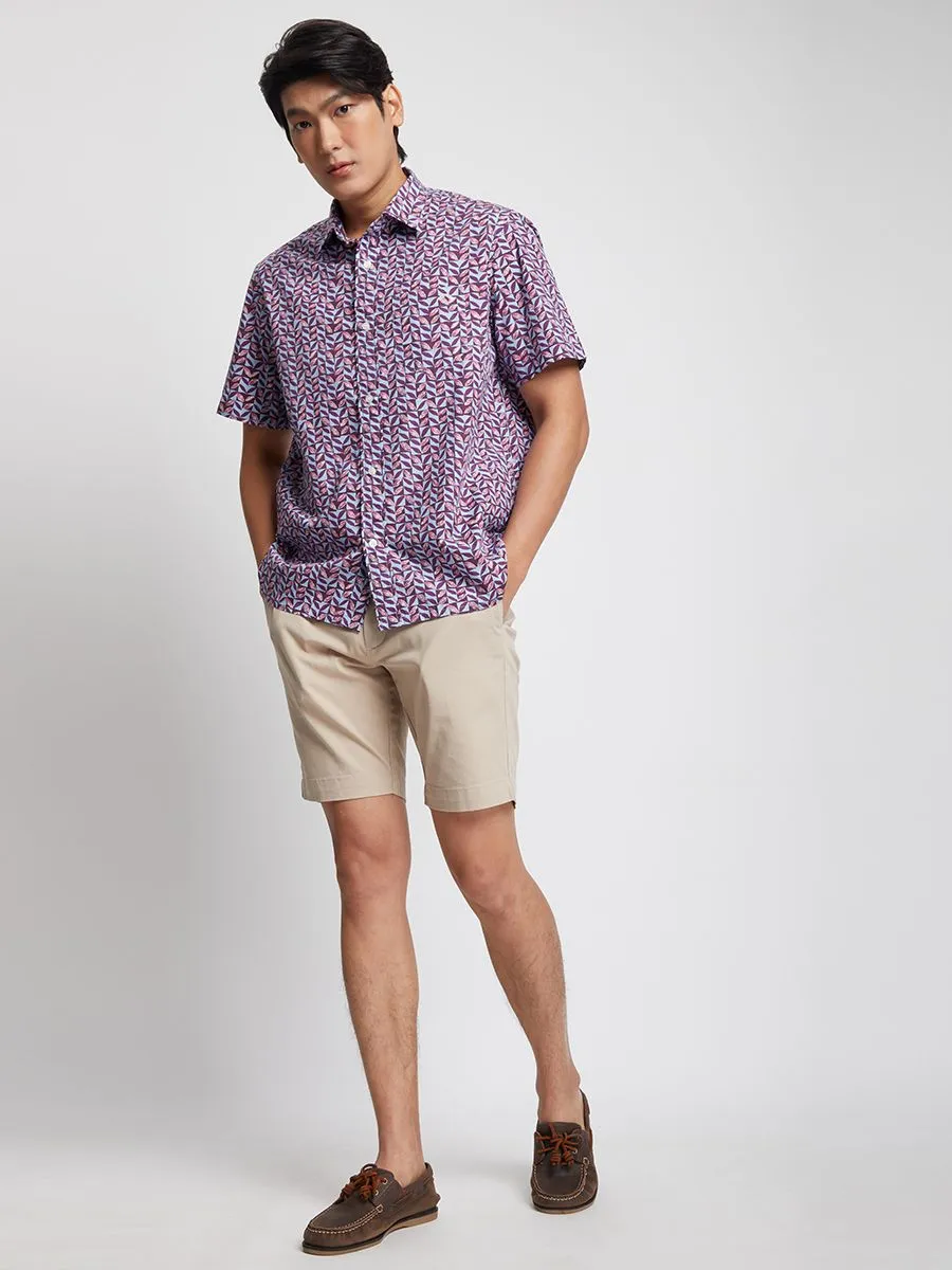 ALUMNUS Men Shirt Short Sleeves Printed Burgundy