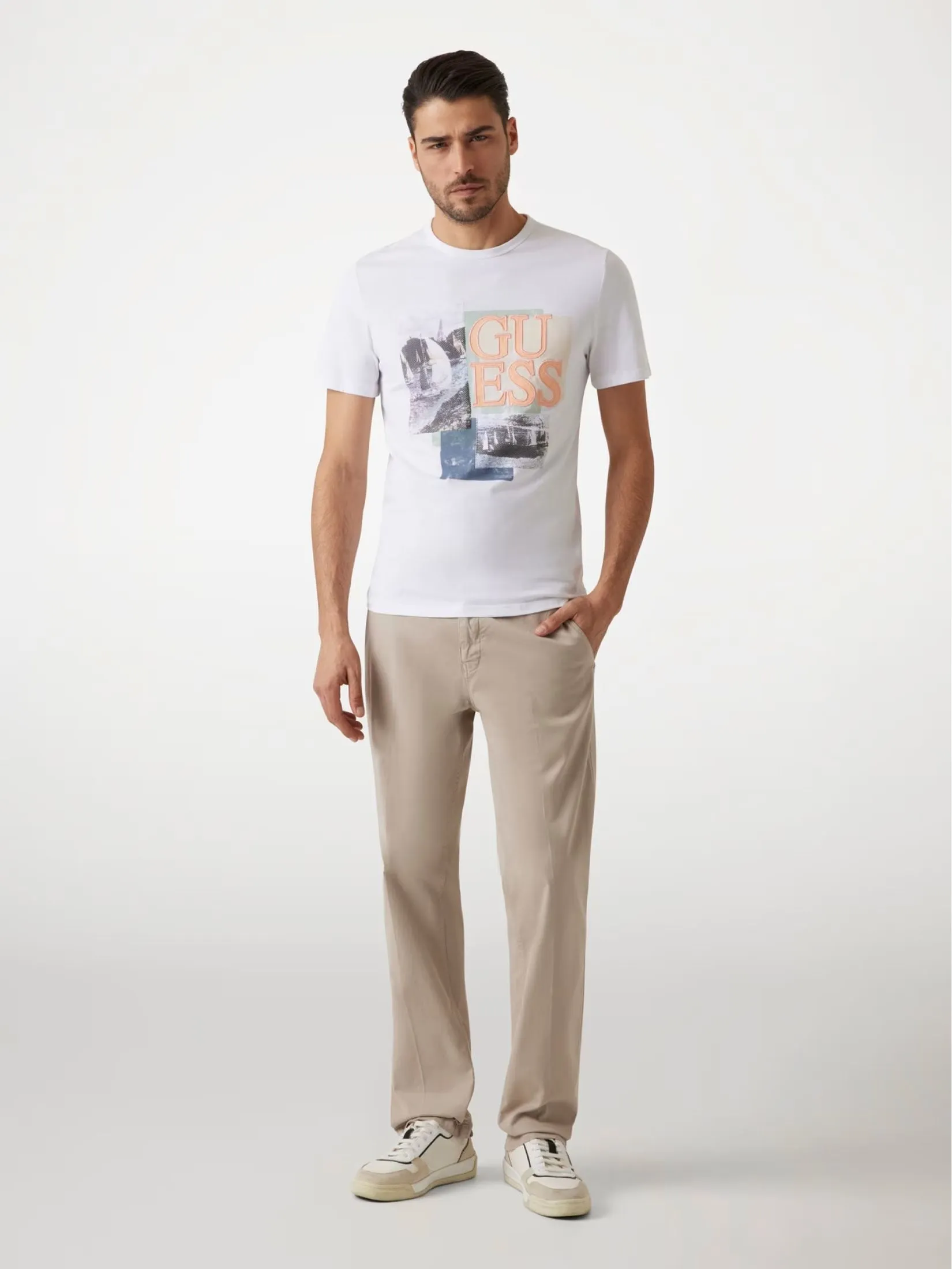 GUESS GUESS MEN Slim-fit  Logo  T-Shirt  M5GI04I3Z14  -  White