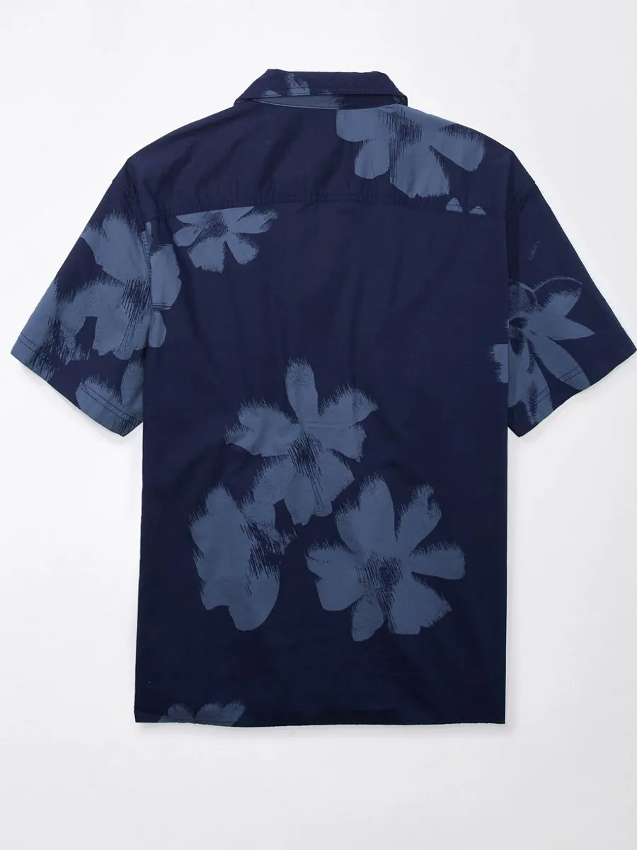 AMERICAN EAGLE MEN WENDY FLORAL SS OVERSIZED CAMP COLLAR COTTON RAYON 413 DARKNESS FALLS