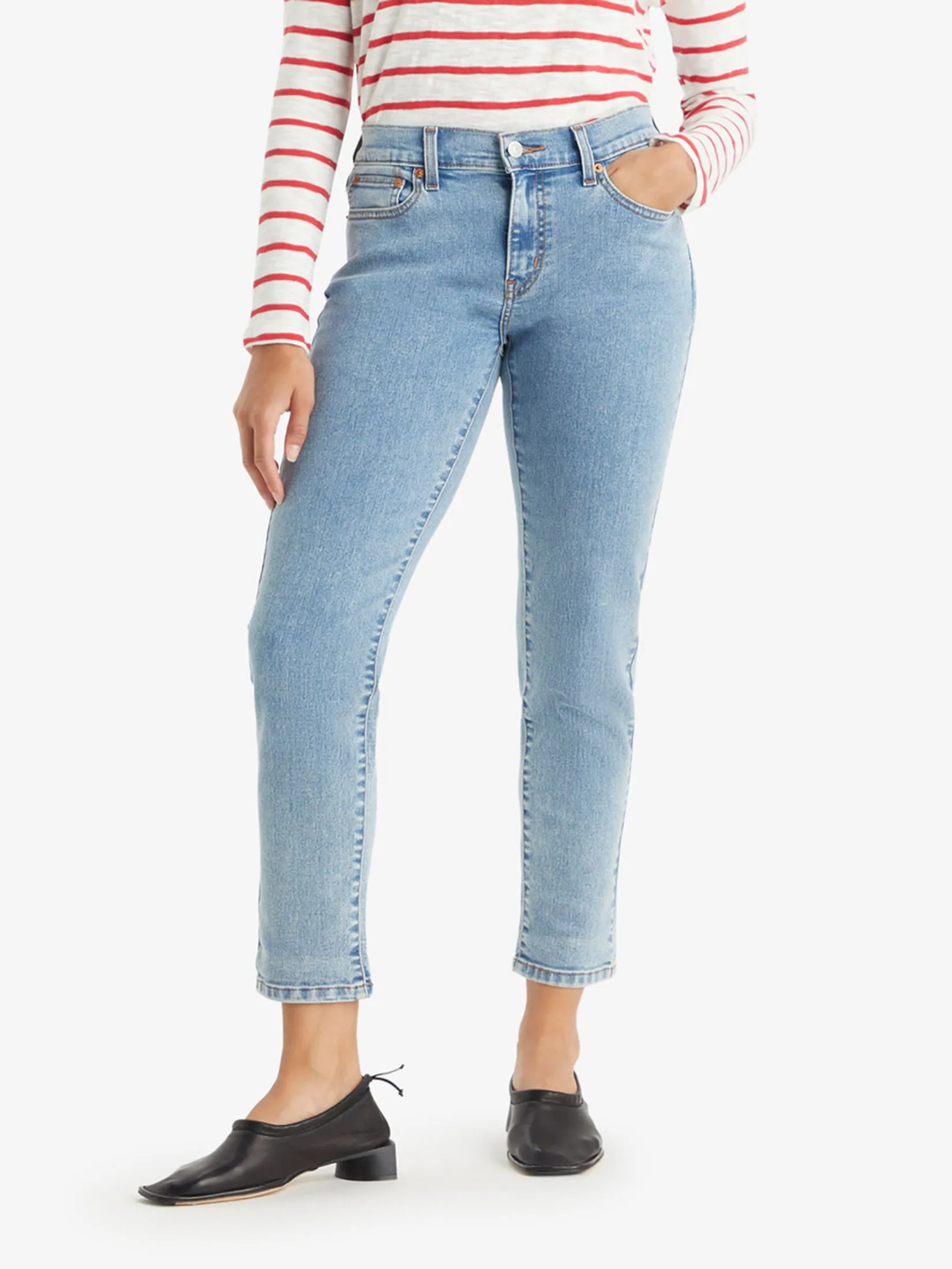 LEVI'S Women's Mid-Rise Boyfriend Jeans Blue Grey