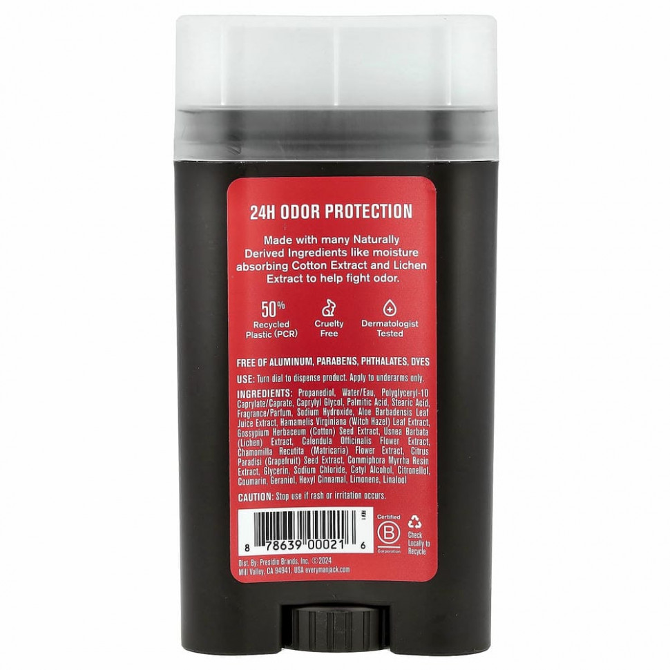 Every Man Jack, Дезодорант, без алюминия, кедр, 85 г (3 унции)