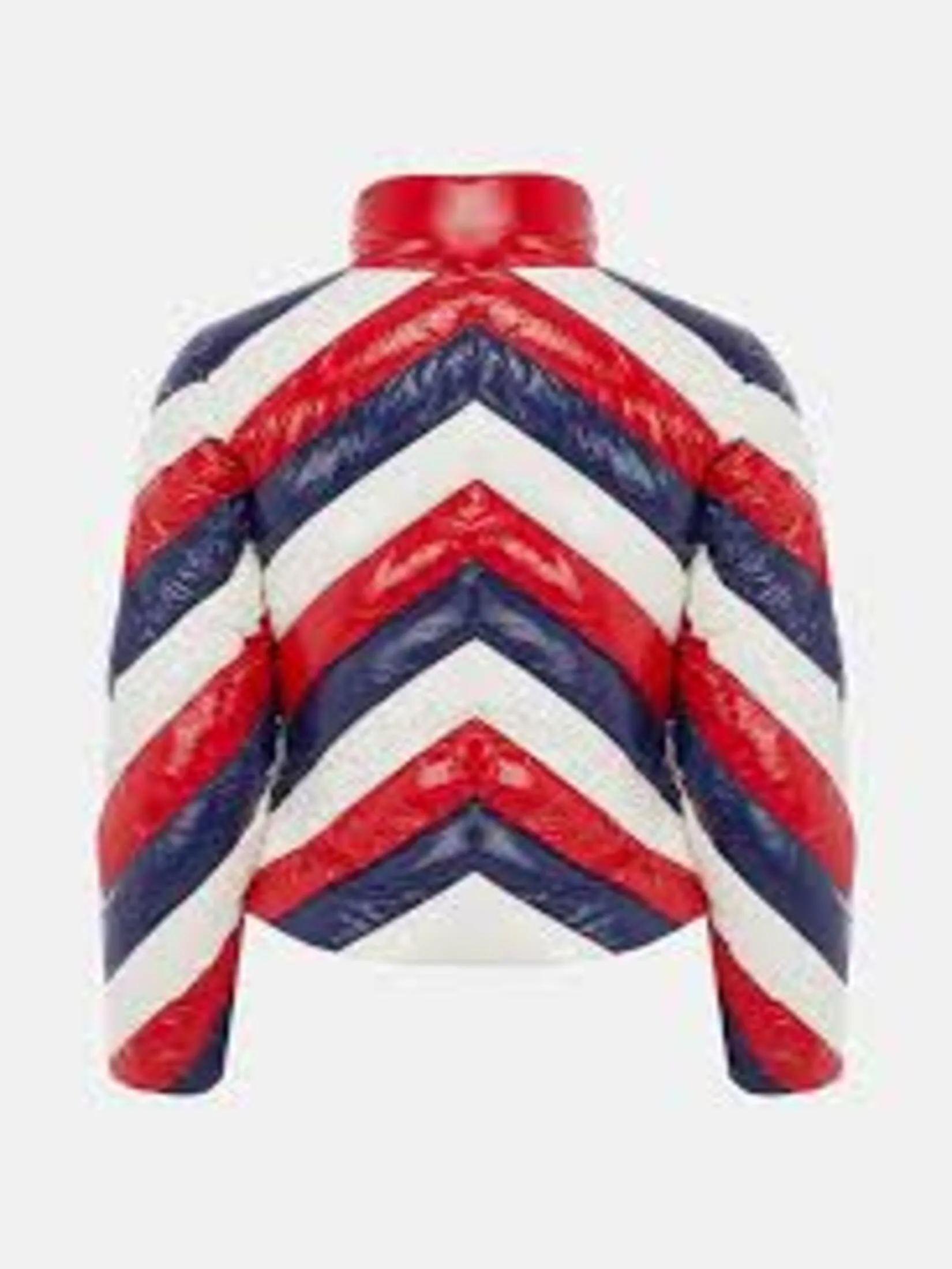 PERFECT MOMENT MINI STRIPE DUVET SKI JACKET IN RED RAINBOW CIRE