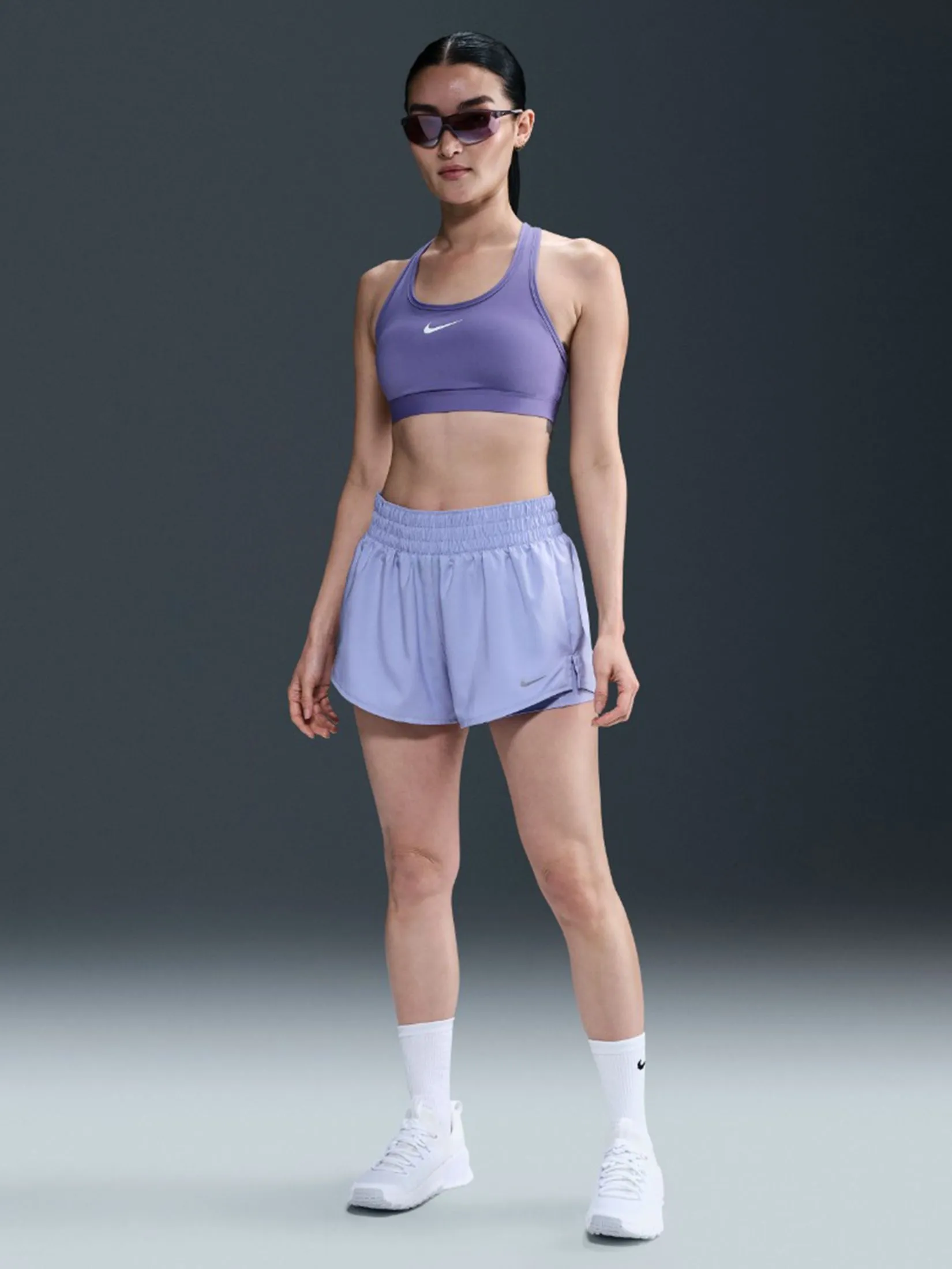 NIKE Women Support Padded Sports Swoosh Medium Dusty Amethyst/White