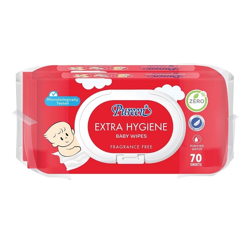 Pureen Baby Wipe Extra Hygiene 70S Twin Pack