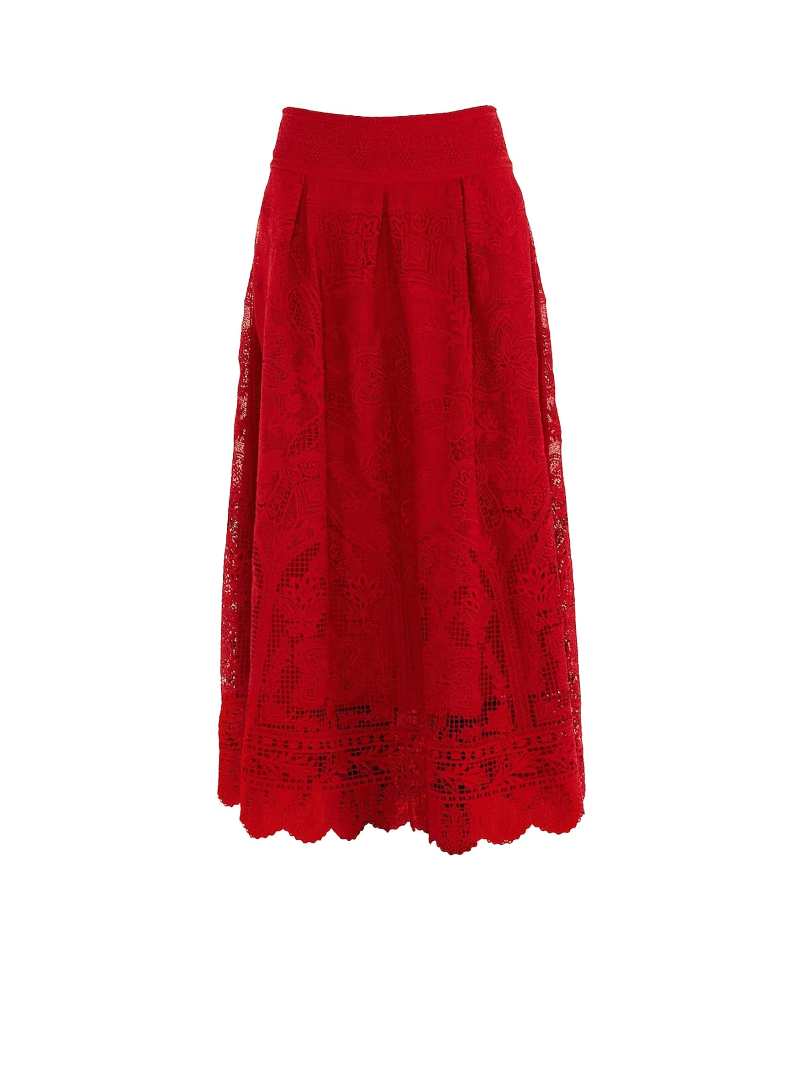FARM RIO Women Skirt Guipure Boho Garden Red