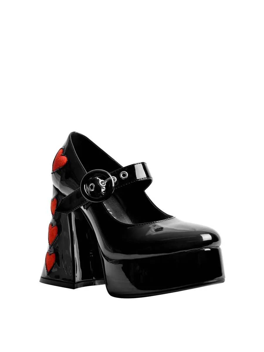 VILLAINS SF VALENTINA-HE Women s Platform Mary-Jane Heels BLACK