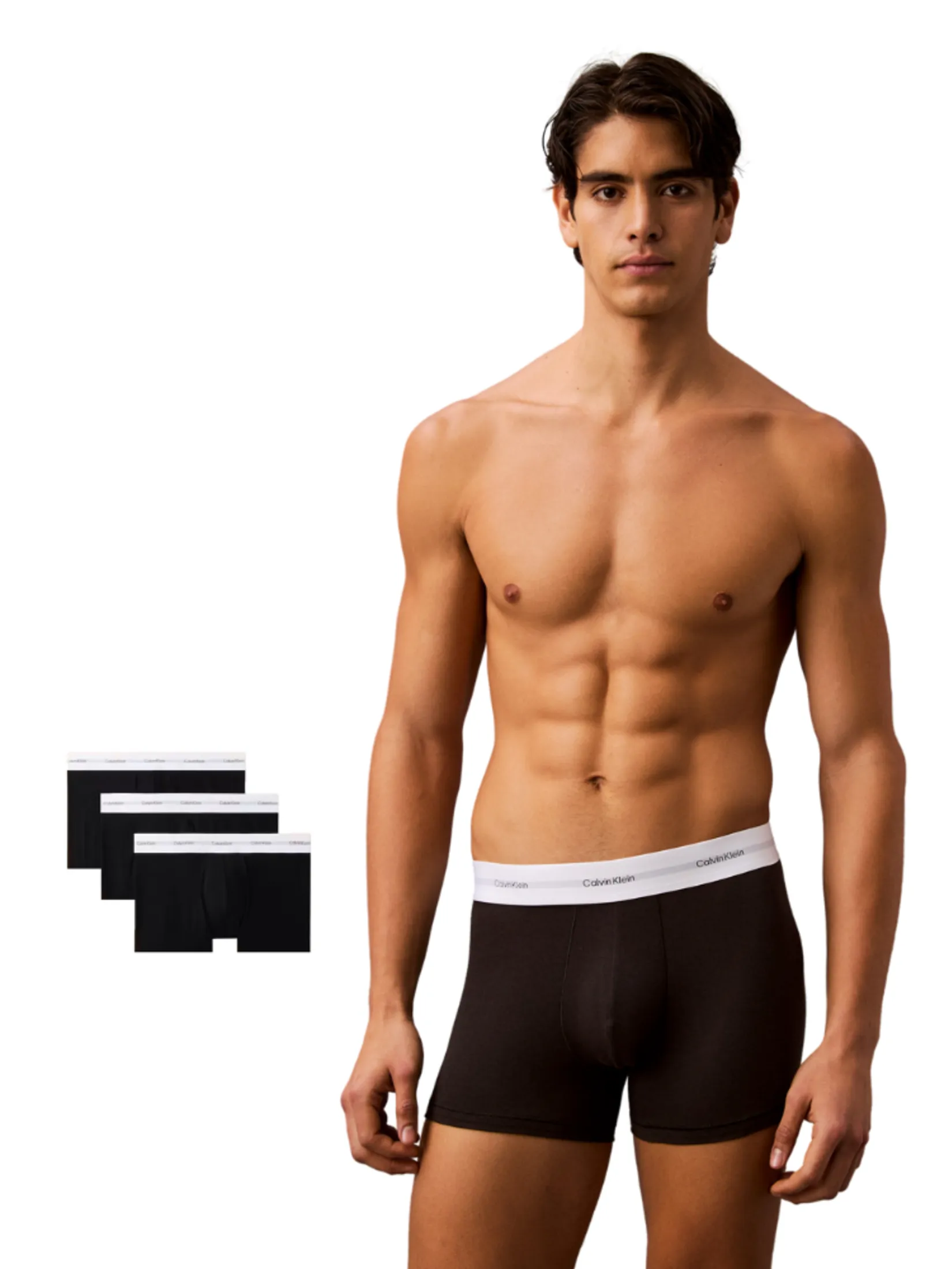CALVIN KLEIN Men's Cotton Modal Stretch 3-Pack Trunk Black
