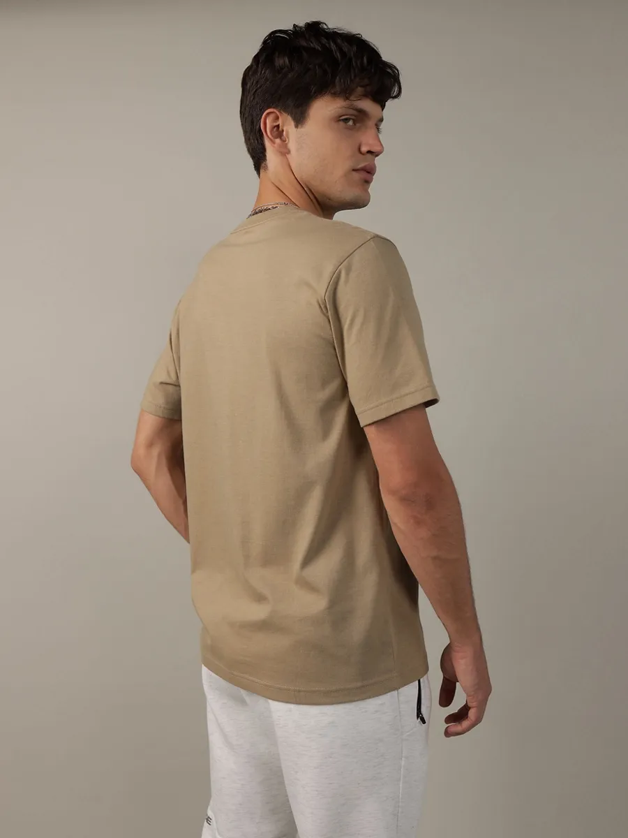 AMERICAN EAGLE MEN G SS ACTIVE 24/7 SET IN TEE- CVC FAUX HTHR + SERIOUSLY SOFT WASH 212 KHAKI