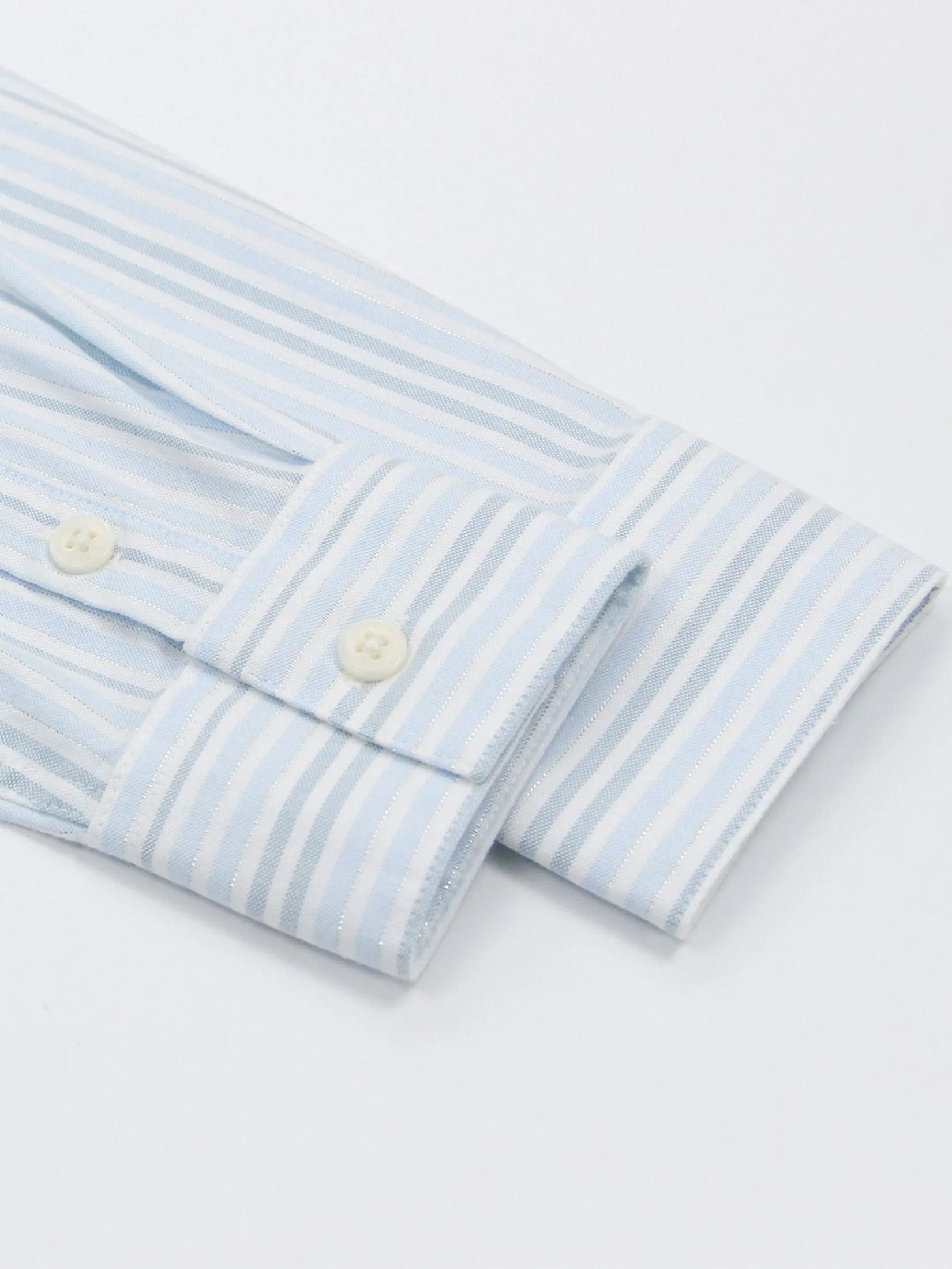 GIORDANO Women's Slim Embroidery Oxford Shirts (Classic Man) Blue x White