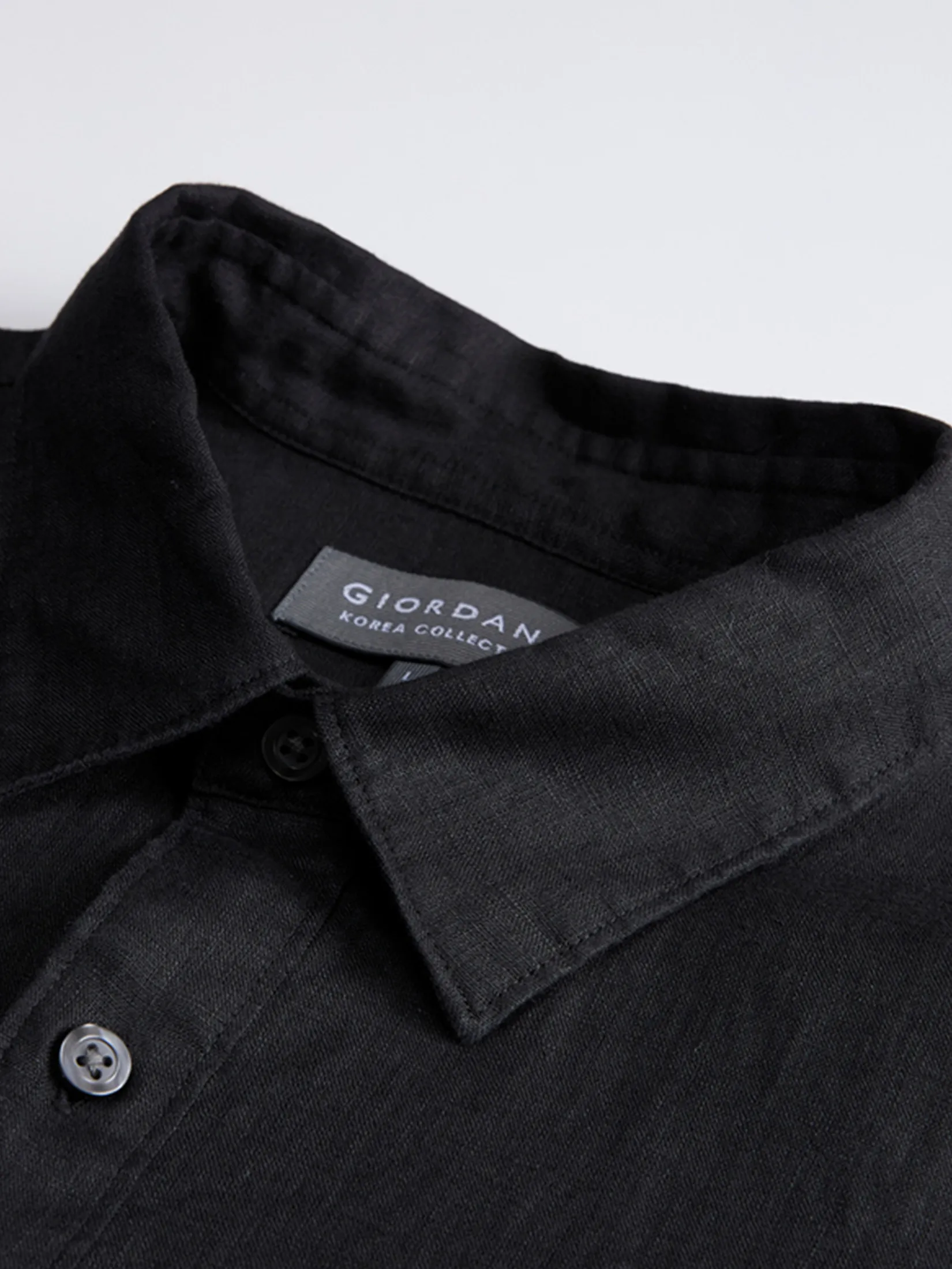 GIORDANO Men s Online Exclusive Regular Poplin Linen Shirt (Korea) Black