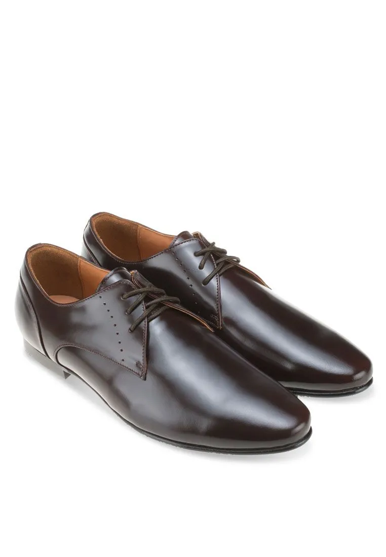 LUIGI BATANI Brown Stencil Work Cut Formal Lace Up