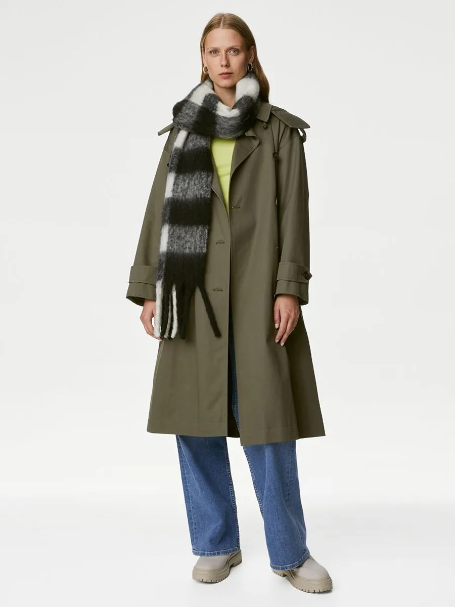 MARKS & SPENCER Women Coat Pure Cotton Stormwear Longline Trench Hunter Green