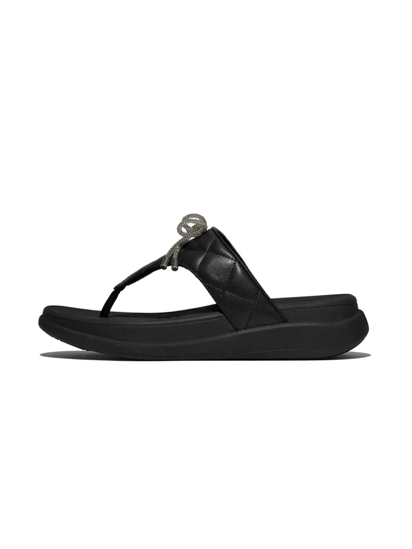 FitFlop™ WOMEN S F-MODE GO CRYSTAL-BOW QUILTED BLACK Size - 3 UK