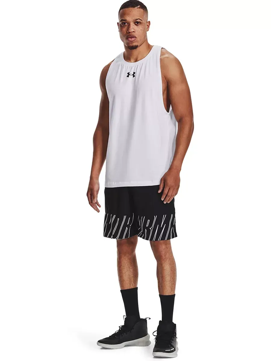 UNDER ARMOUR Men Basketball Tank Baseline Cotton White - UN127AP758DZTH