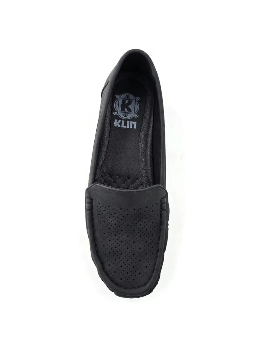 KLIN Women Rounded Toes Moccasin Black