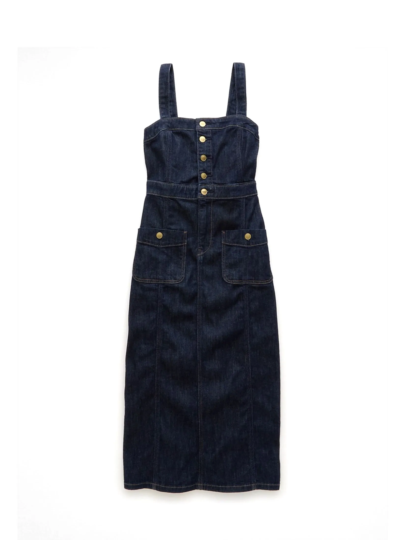 AMERICAN EAGLE WOMEN 8254 DENIM MIDI DRESS 451 DARK BLUE