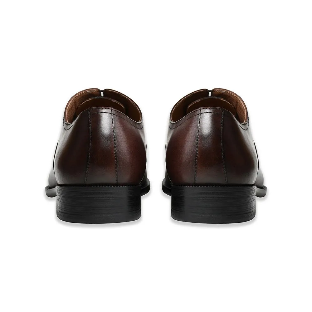 SIRENA Dark Chocolate Leather Court Shoes Rounded Toe High Heel 1.5 inch David