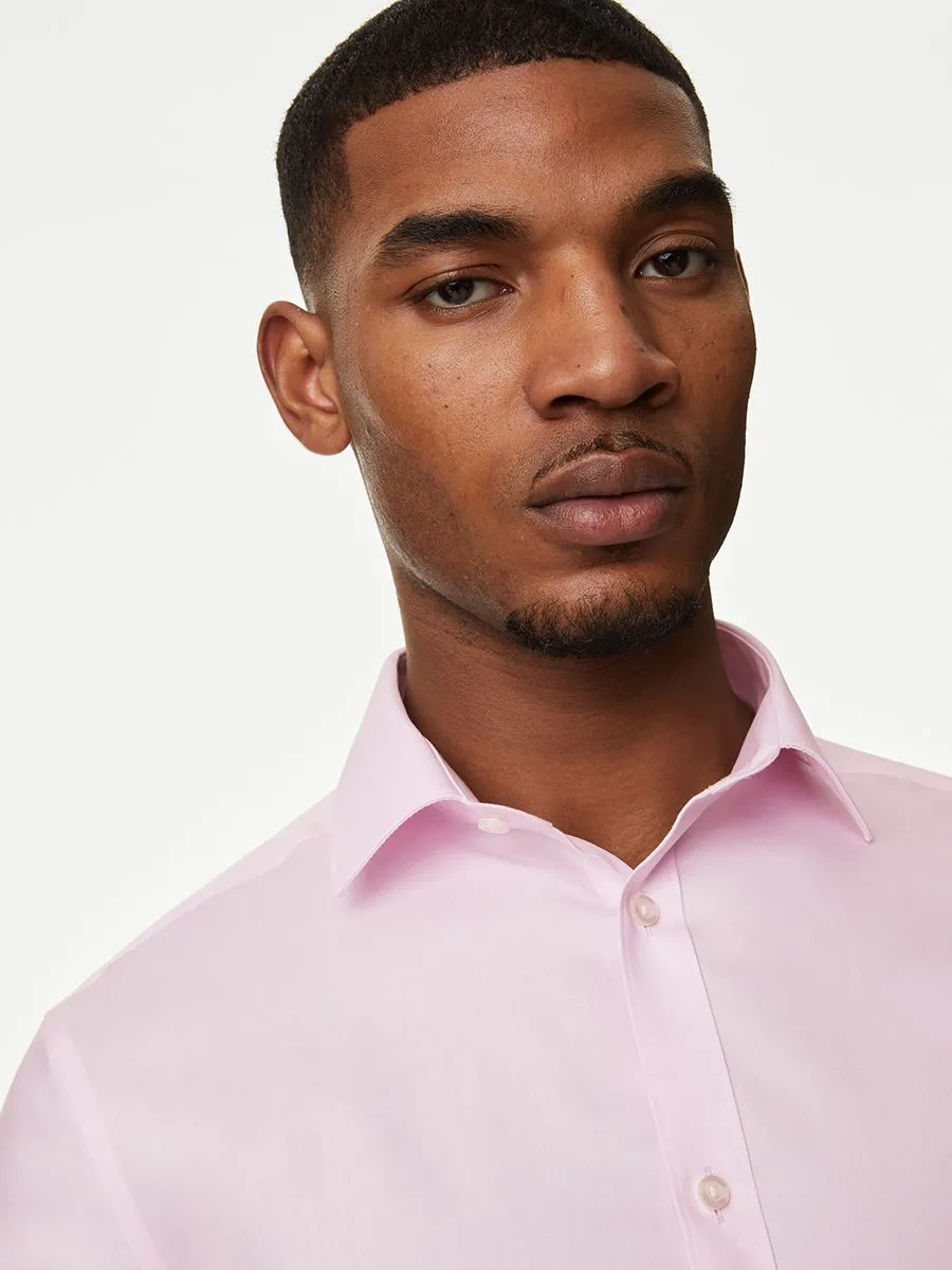 MARKS & SPENCER Men Shirt Slim Fit Non Iron Pure Cotton Light Pink