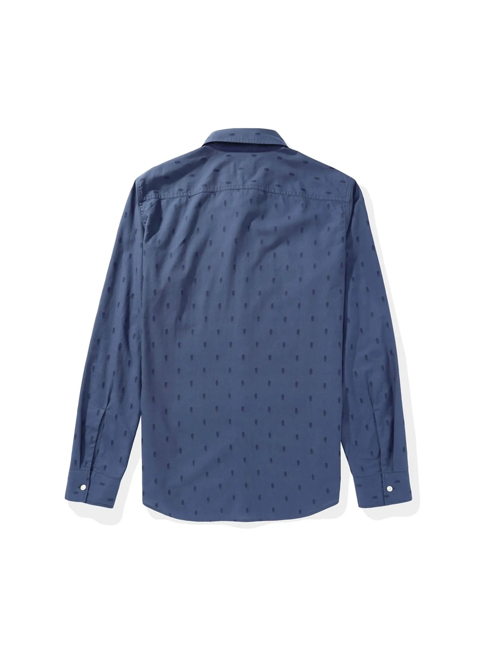 AMERICAN EAGLE MEN SF CSC CLIPPED JACQUARD SHIRT 405 RICH NAVY