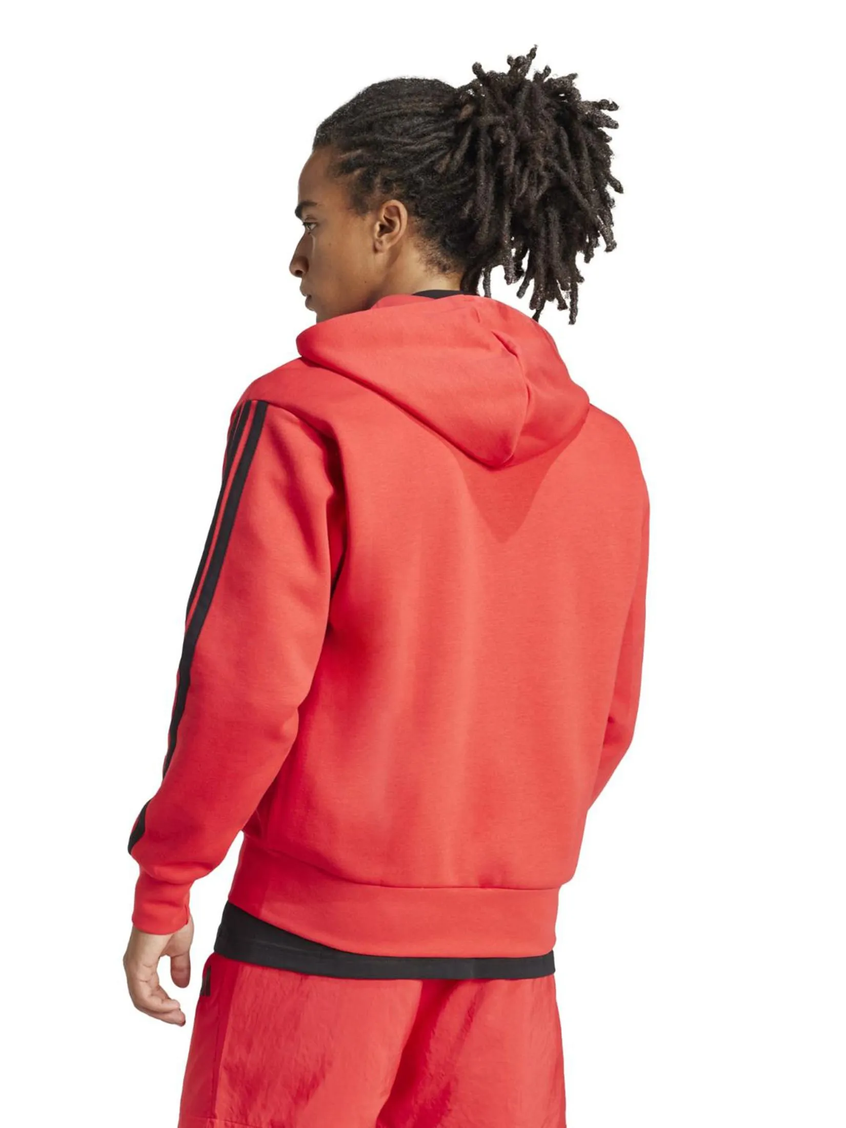 ADIDAS Men Hoodie Essentials 3-Stripes Fleece Pure Ruby / Black