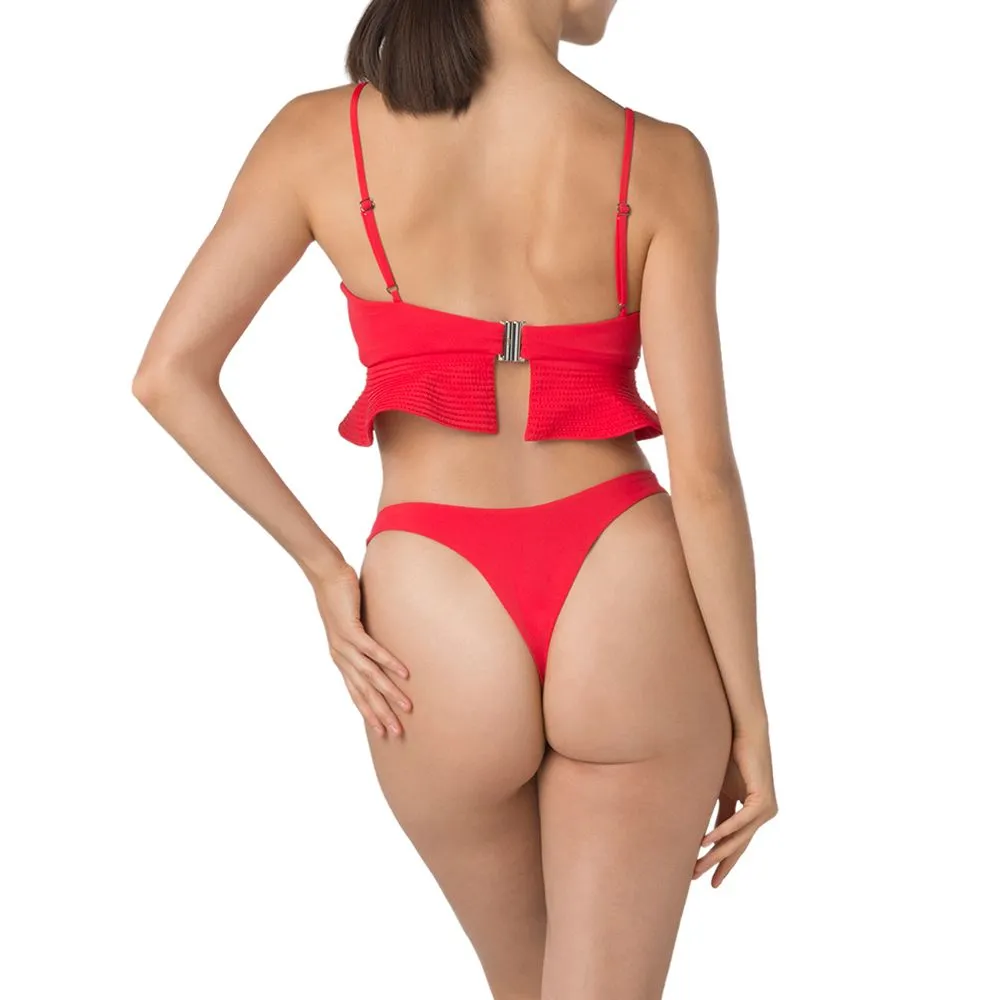 ANGELYS BALEK Red Peplum Bikini & Brazilian Bottom Women Swimsuit