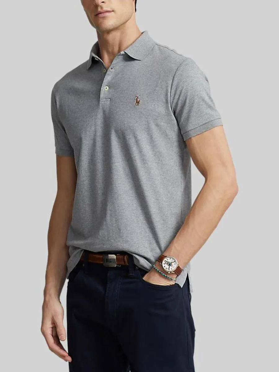 POLO RALPH LAUREN Men Polo-Custom Slim Fit Soft Cotton Polo Shirt-Grey