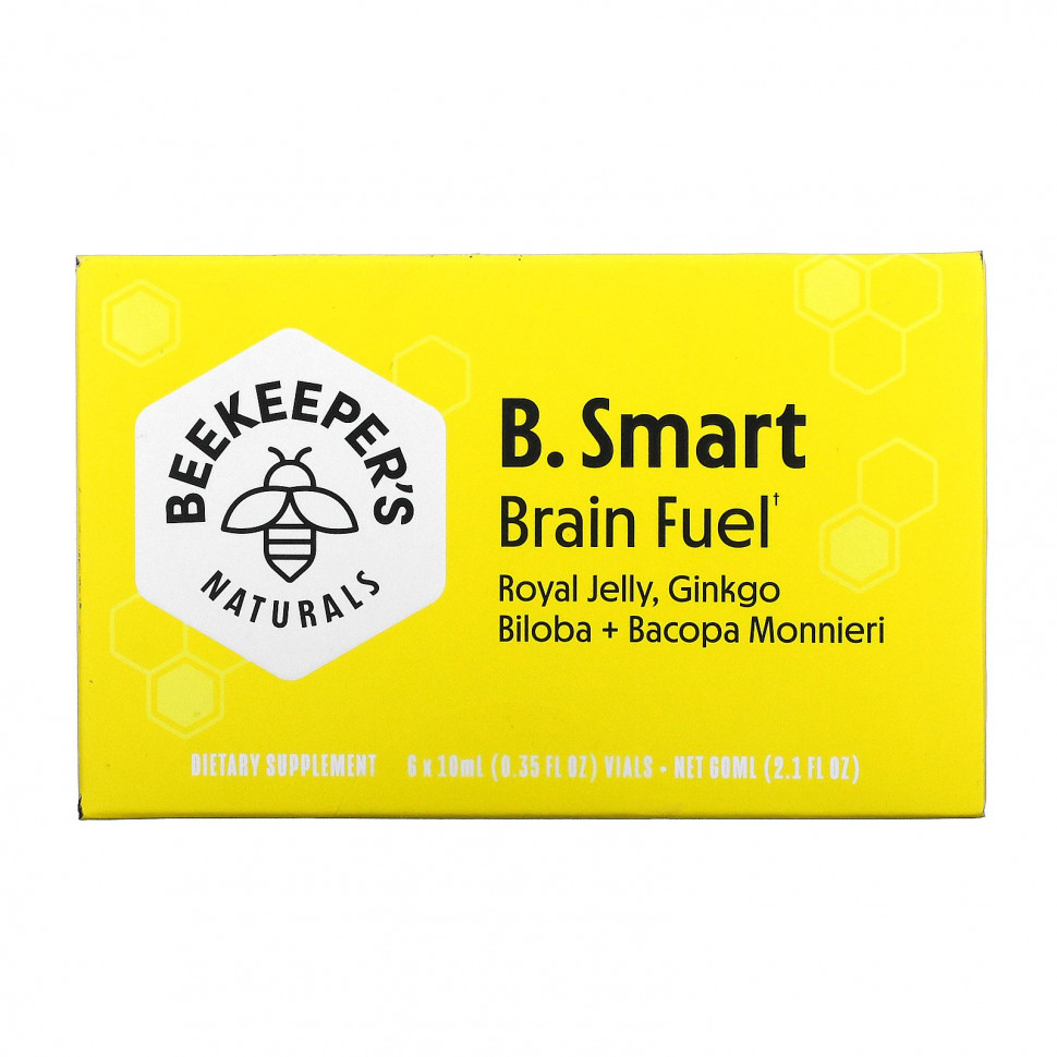 Beekeeper's Naturals, B. Smart Brain Fuel, 6 флаконов по 10 мл (0,35 жидк. унции)