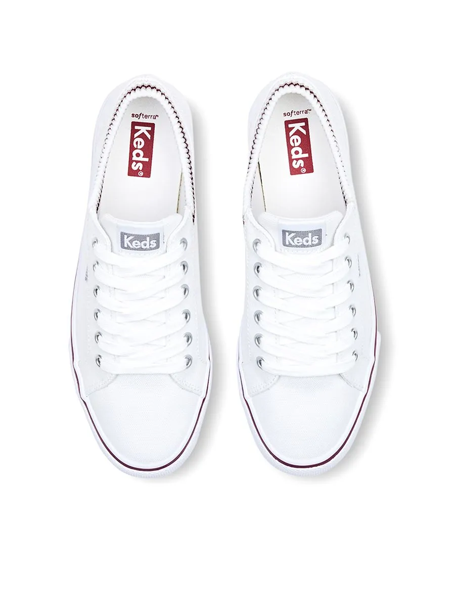 KEDS Women Jump Kick Rib Knit Collar Canv White/Burgundy