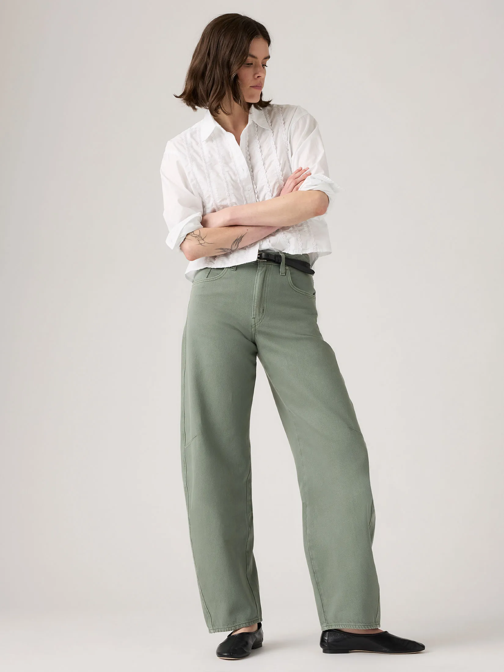 LEVI'S Women s Baggy Dad Barrel Jeans Green