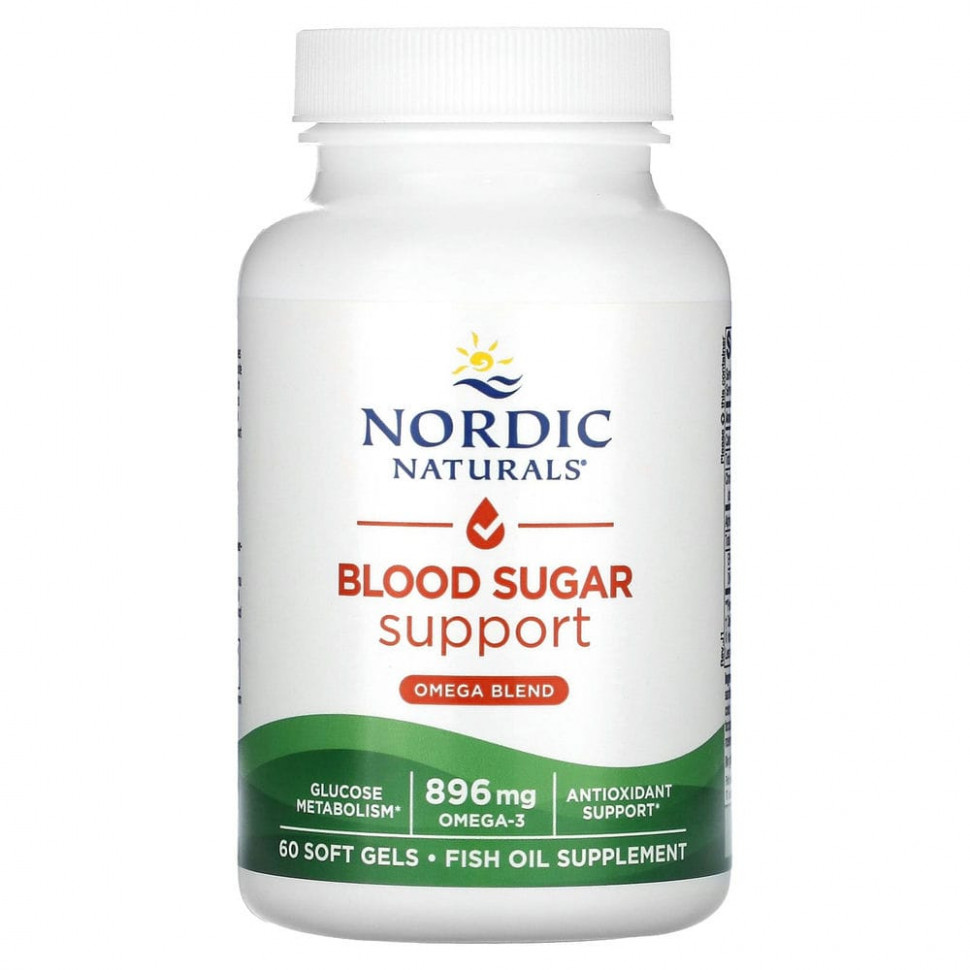 Nordic Naturals, Omega Blood Sugar, пищевая добавка с омега-3 для поддержания уровня глюкозы в крови, 448 мг, 60 капсул