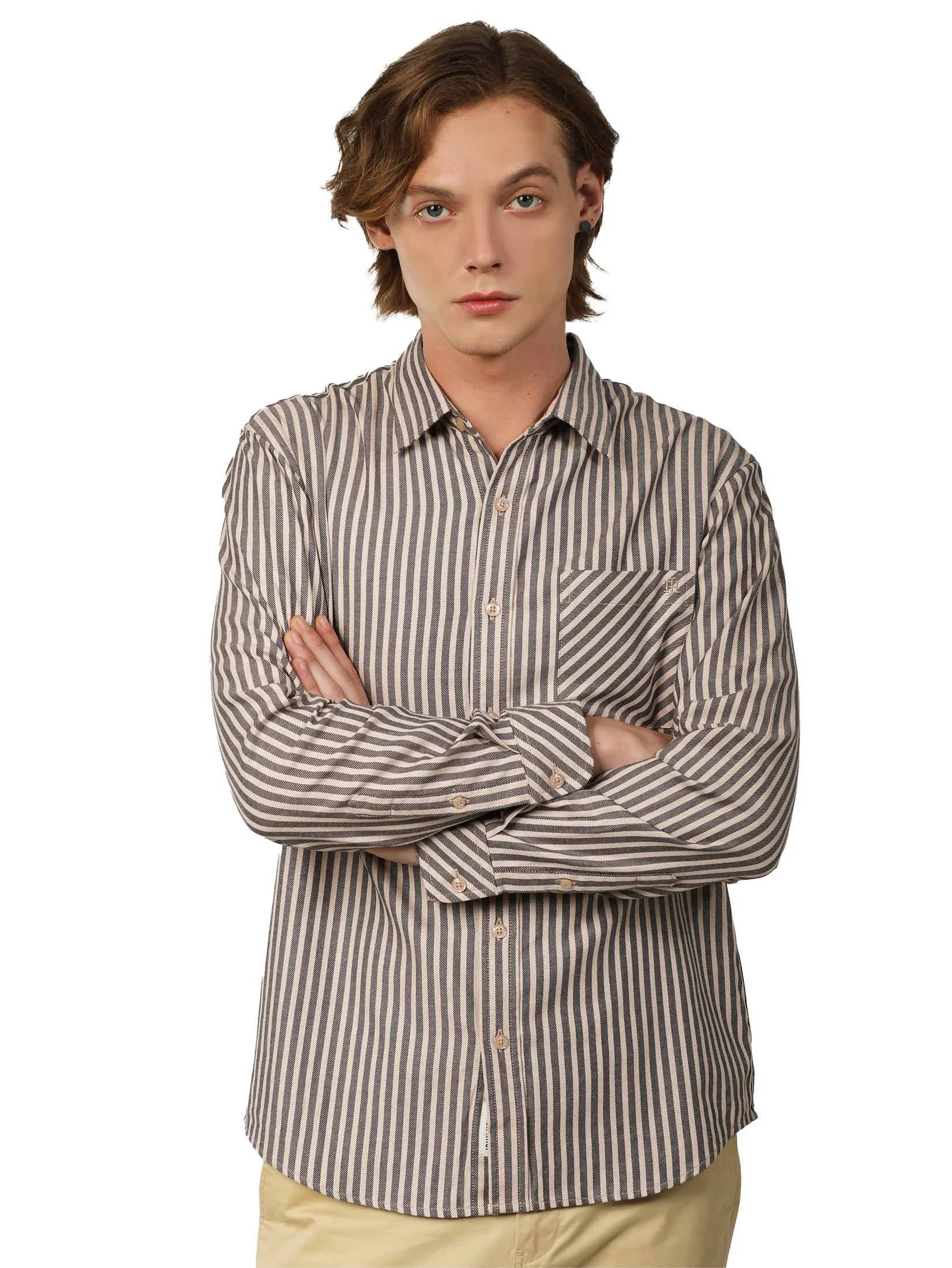 JOHN HENRY Men's Long Sleeves Shirts (Slim Fit) ICONIC AF Brown