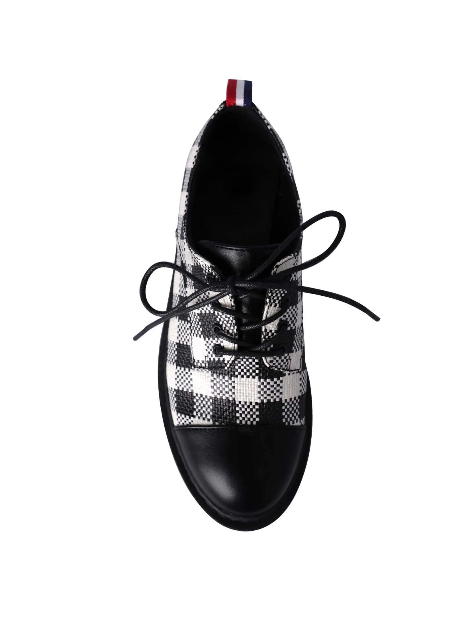 VILLAINS SF YAMILET-T Women's Platform Oxford Boots BLACK WHITE GINGHAM