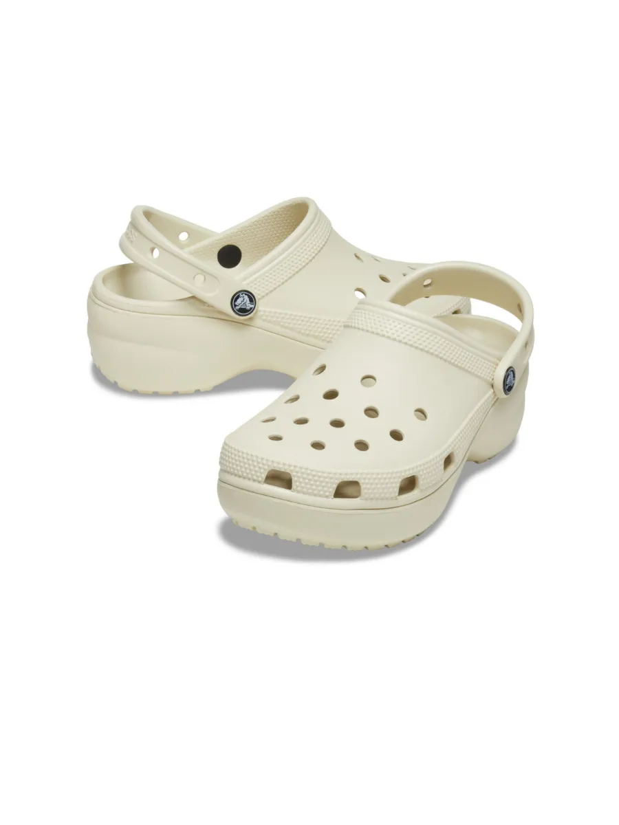 CROCS WOMEN'S CASUAL SHOES CLASSIC PLATFORM CLOG BONE