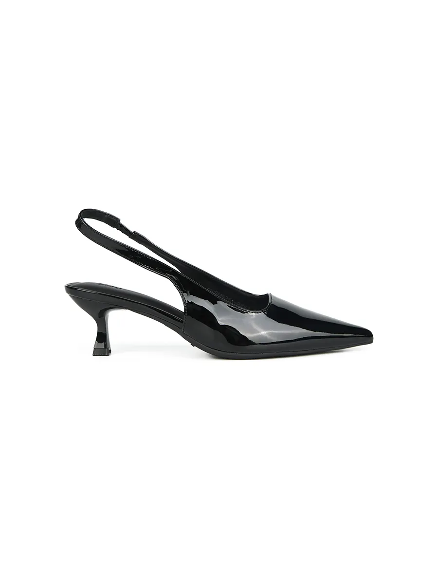 SHU WOMEN  LA POINTE  2  KITTEN HEELS - GLOSSY BLACK