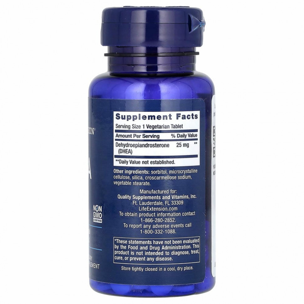 Life Extension, ДГЭА, 25 мг, 100 таблеток для рассасывания