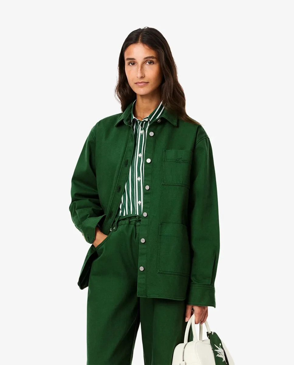 LACOSTE Oversized Denim Jacket Green
