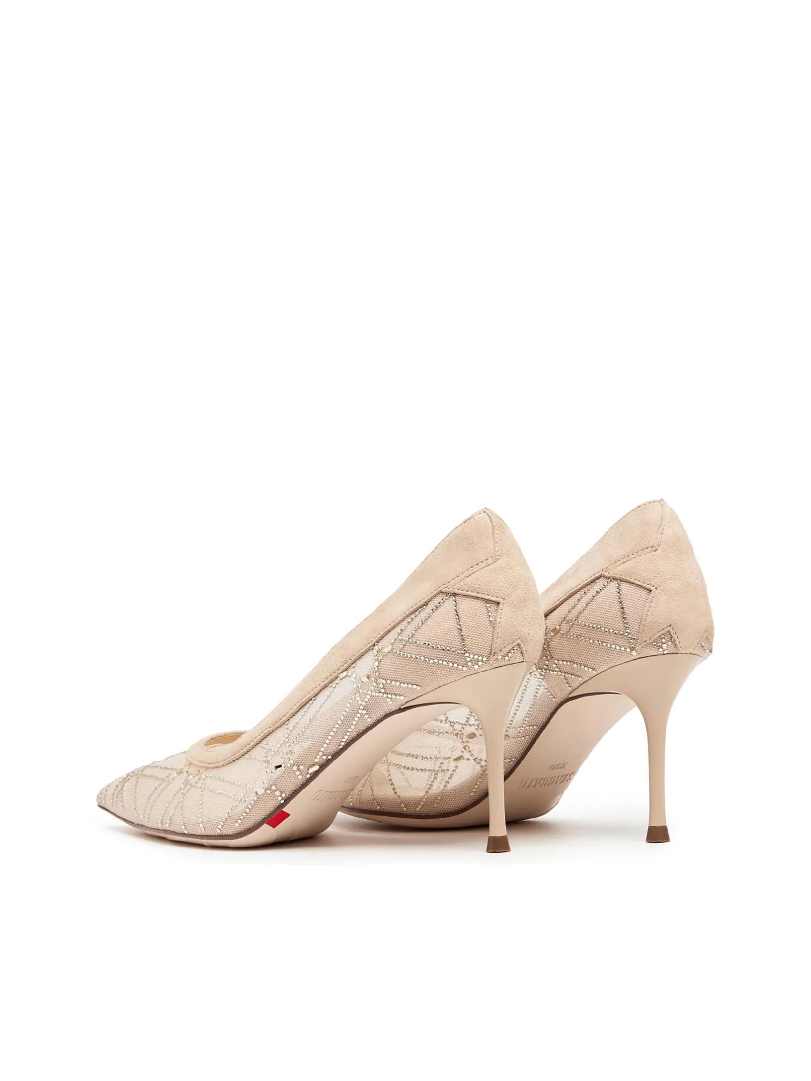 STACCATO Women Pumps Lined Crystal-Embellished Mesh Champagne Pink