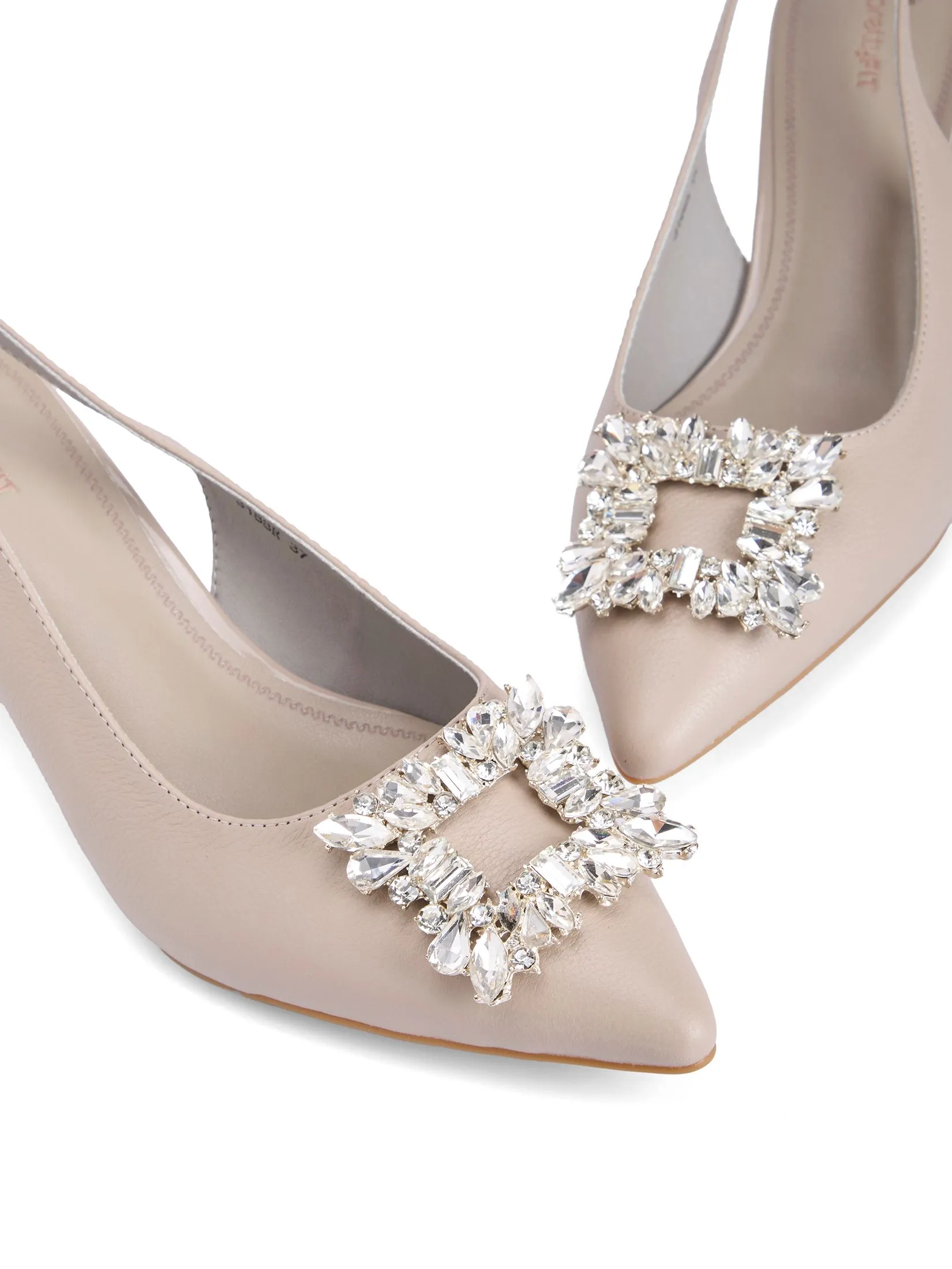 PRETTY FIT Women Pump Sorelle Crystal Buckle Silver Grey